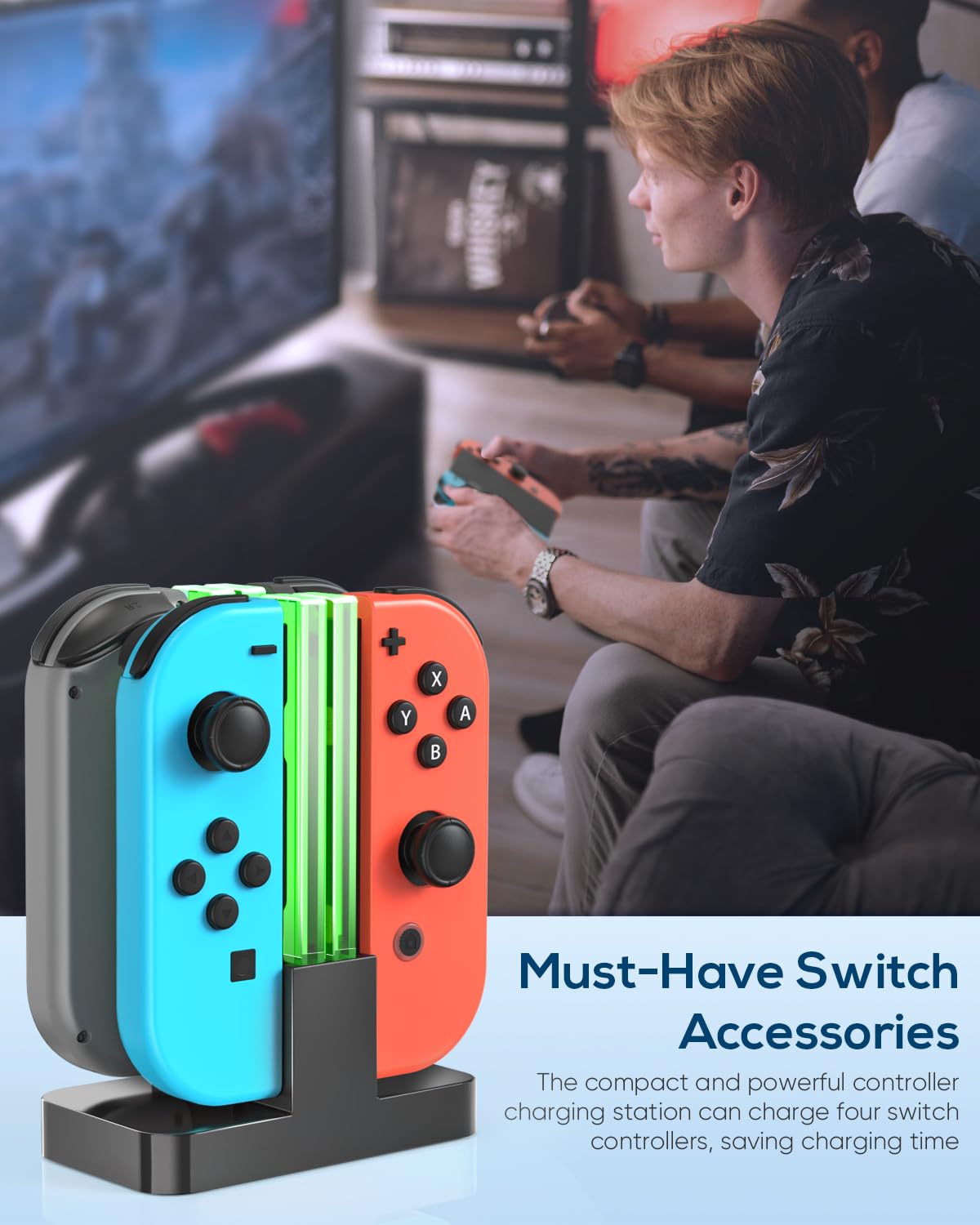 Nintendo Switch & Switch OLED Charging Dock Replacement with USB-C Cable - Joy-Con & Wii Controller Dock Station - Perfect for Gaming at Home or Travel (Black)
