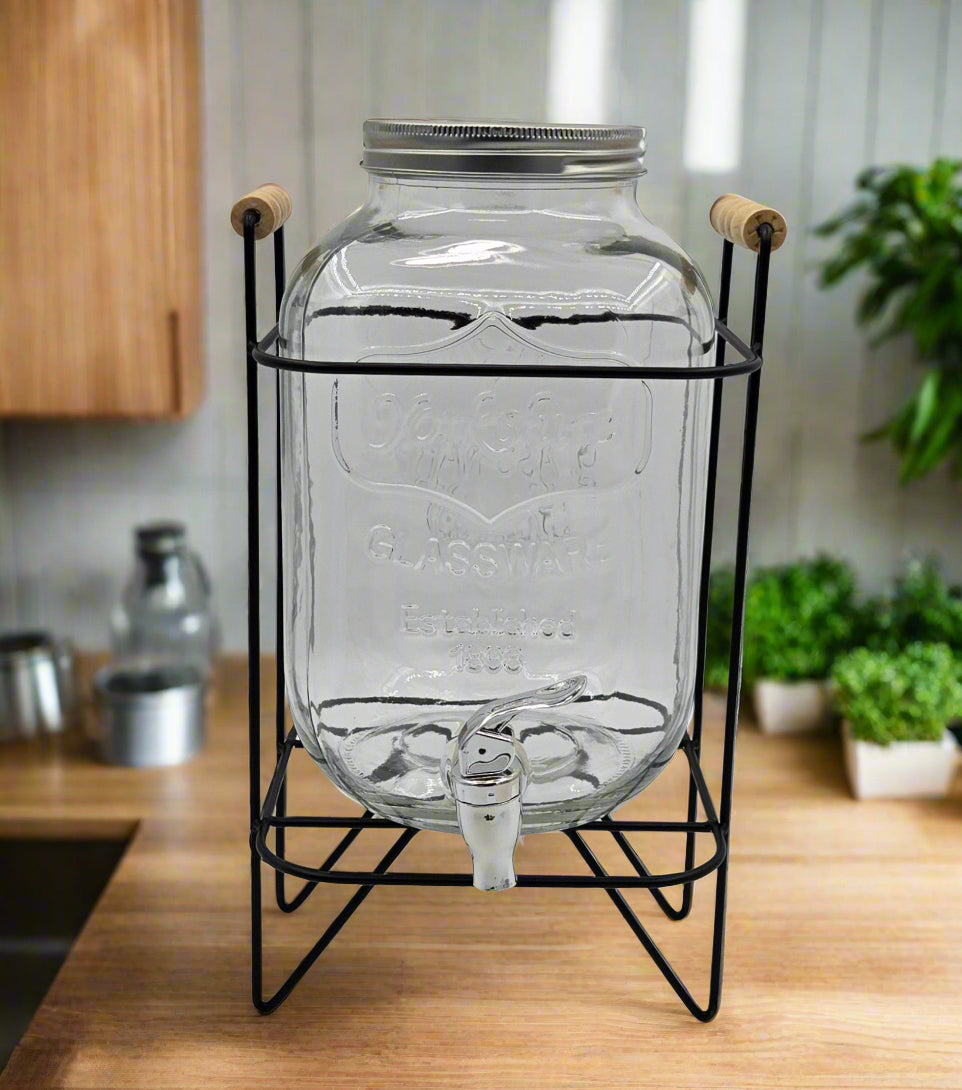 5L Glass Water Dispenser with Stand - Premium Countertop Drinking Water Dispenser for Home, Office, and Kitchen Use