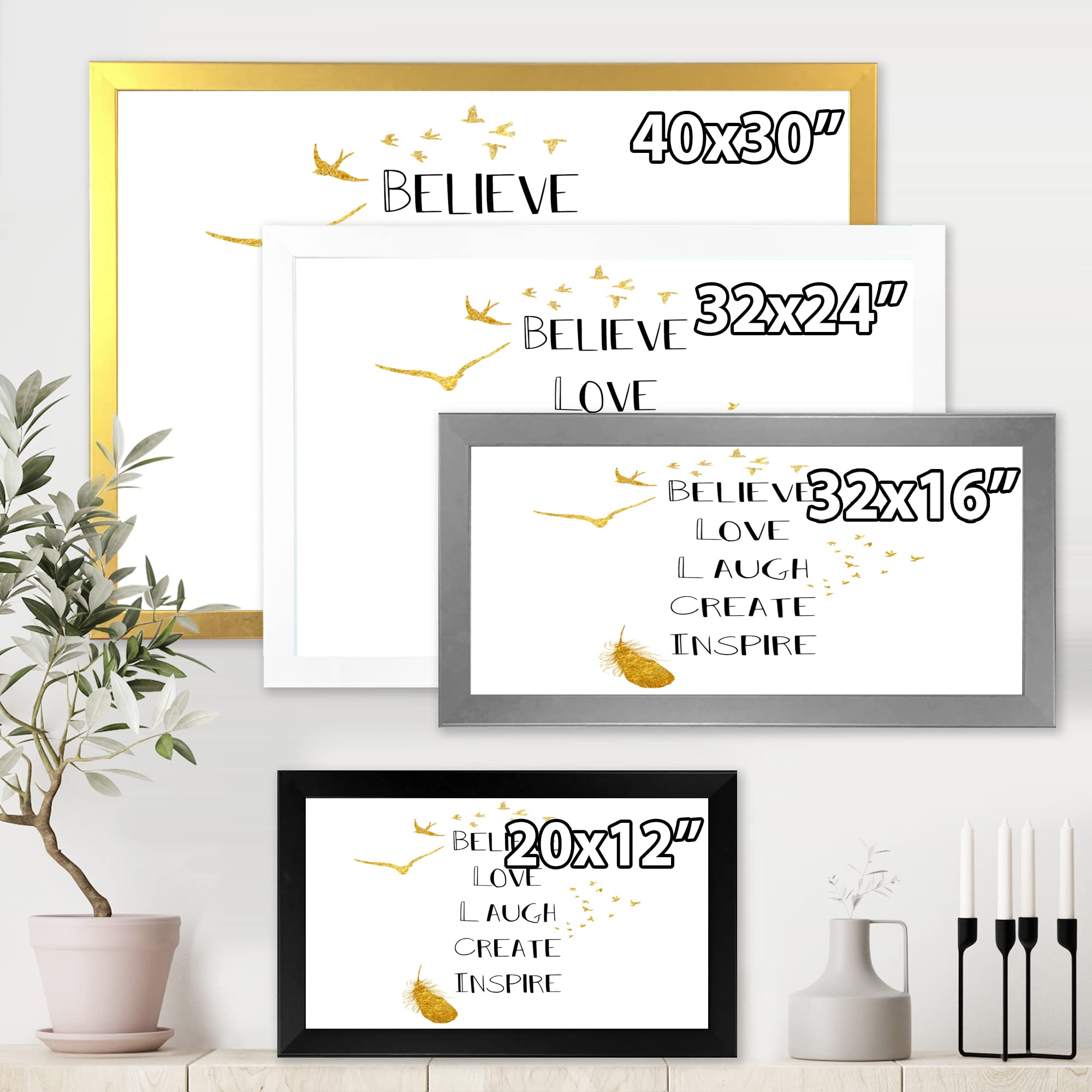 Inspirational Quote Framed Wall Art - White & Gold Traditional Design for Home & Office Decor | Motivational Gift Idea for Housewarming, Birthday, Christmas
