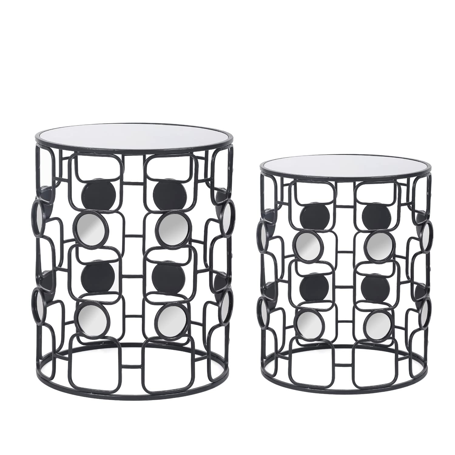 Joveco 2-Piece Round Metal End Tables Set - Modern Nesting Side Tables & Nightstands for Living Room, Bedroom - Space-Saving Accent Furniture (Black) | Perfect for Small Spaces, Apartments & Dorm Rooms