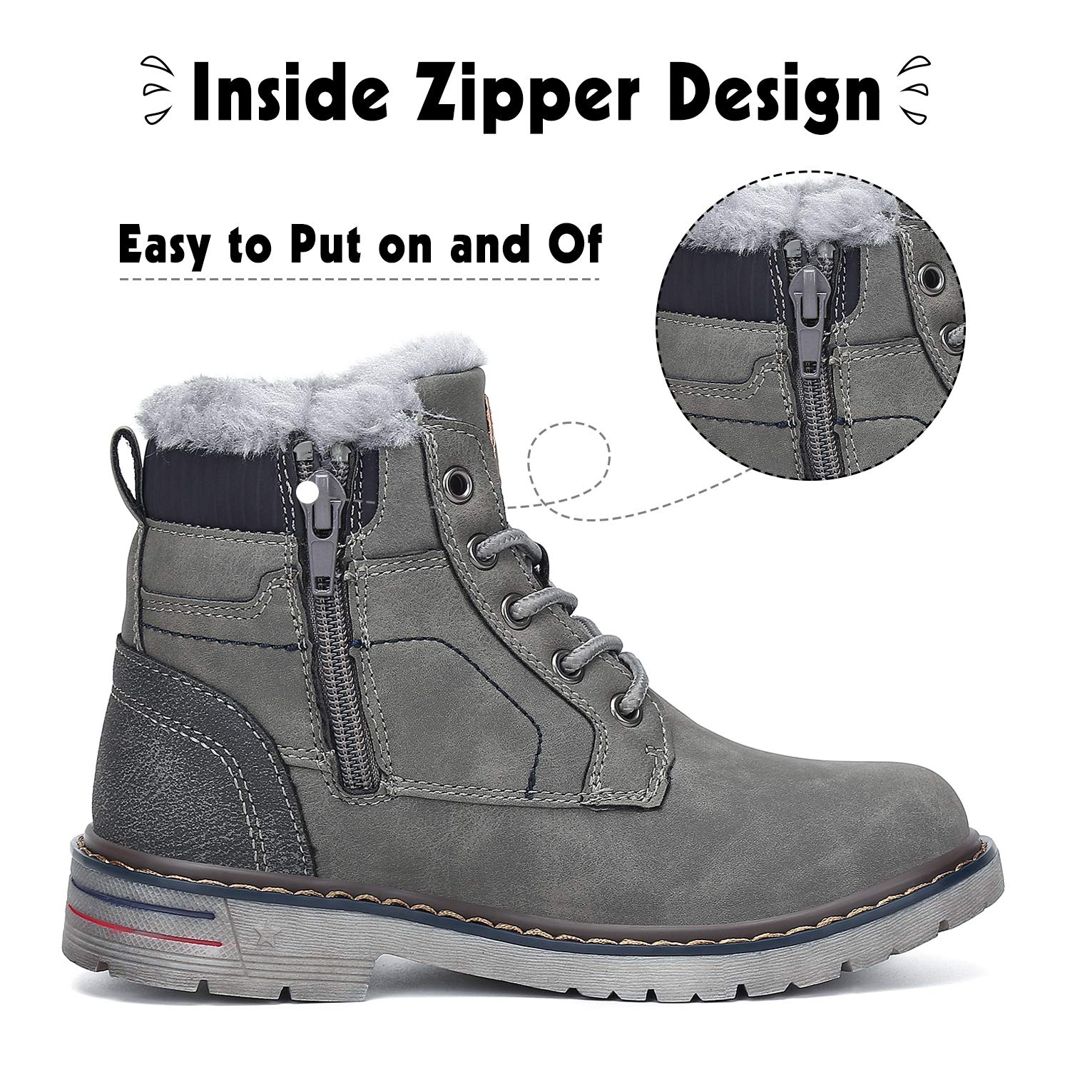 Mishansha Kids Winter Snow Boots - Waterproof Hiking Boots for Boys & Girls, Fur Lined Warm Shoes for Cold Weather Outdoor Activities - Perfect for Snow Play, Hiking & Winter Walking