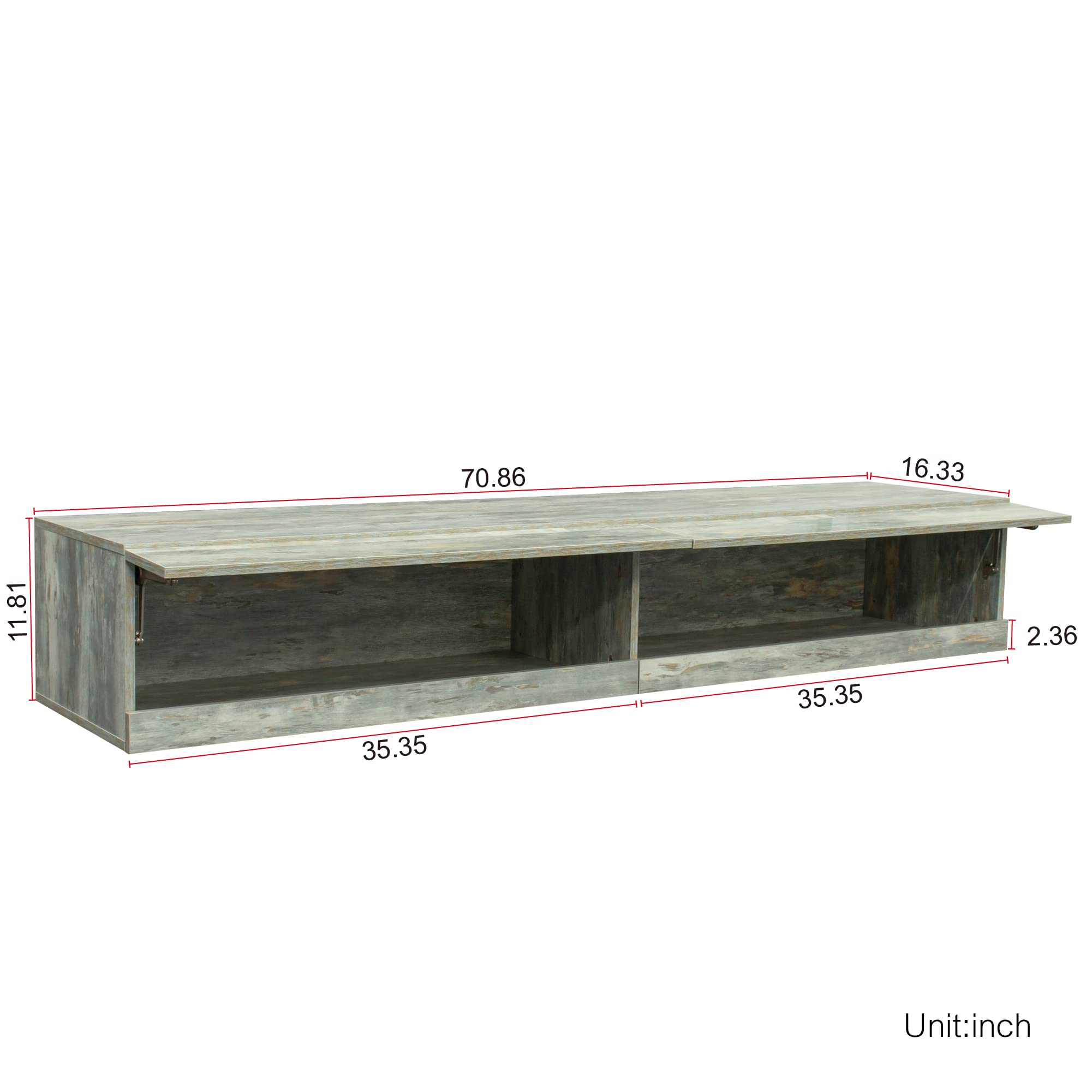 Modern LED Floating TV Stand for 80