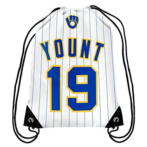 FOCO Milwaukee Brewers Yount R. #19 Hall Of Fame Drawstring Backpack - Official MLB Team Gear for Baseball Fans, School & Travel