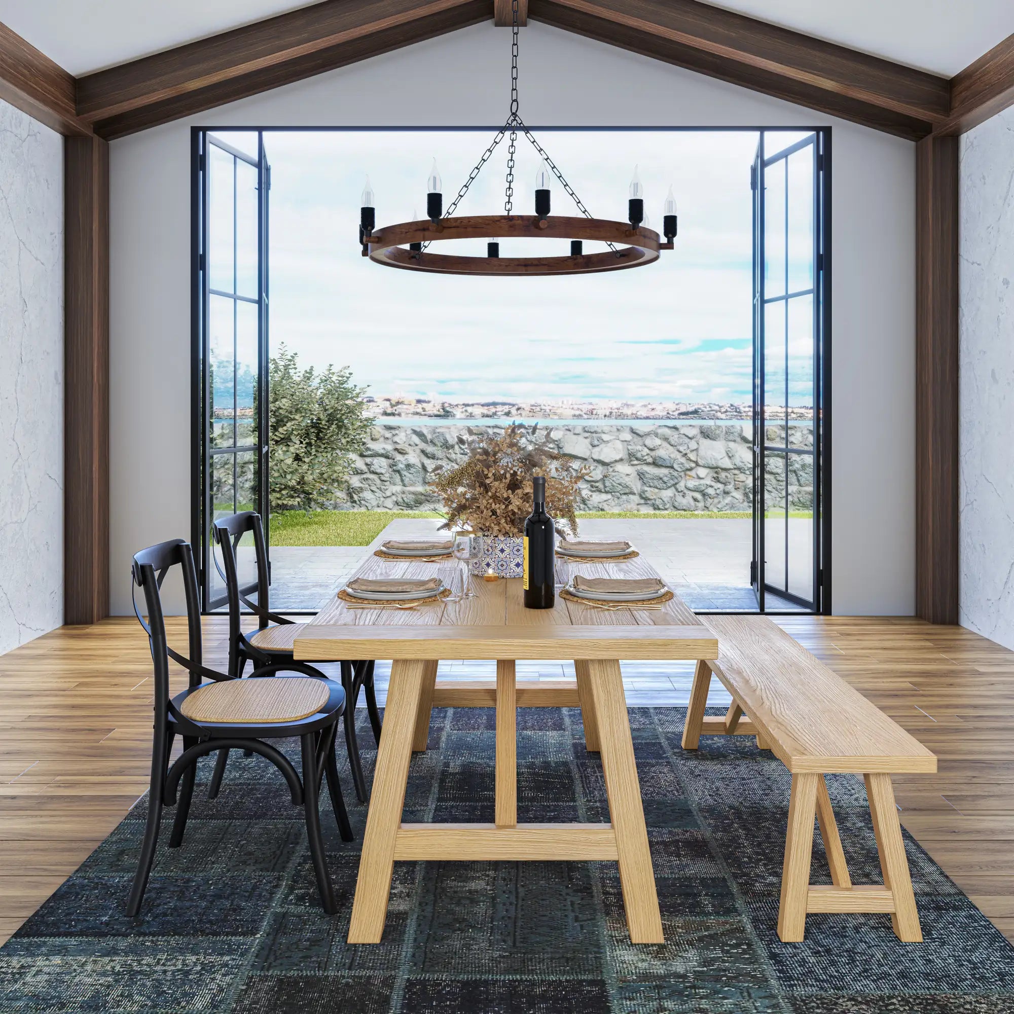 Customizable Cascais 72-Inch Modern Dining Table - Extendable Wooden Table for 8-10 People - Perfect for Family Gatherings & Dinner Parties