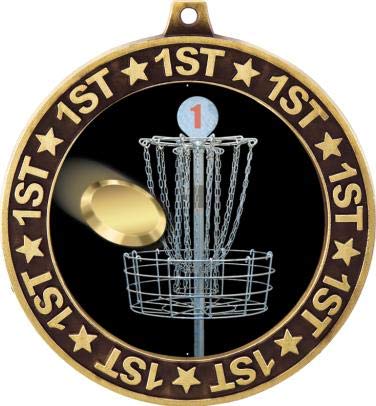 1st Place Gold Disc Golf Medal - 2.75