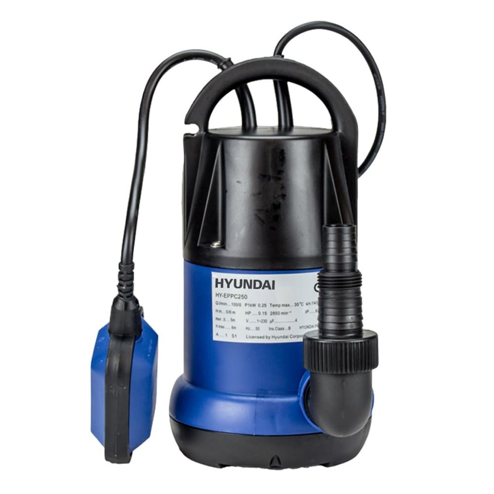 HYUNDAI HY-EPPC250 Submersible Water Pump for Clean Water, 230V, Navy Blue & Black - Ideal for Home, Garden, and Pool Water Circulation