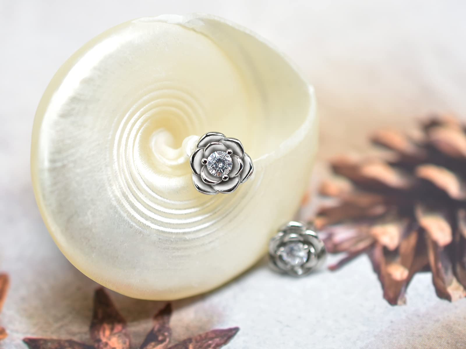 Sterling Silver Rose Flower Earrings for Women - Hypoallergenic Cubic Zirconia Stud Earrings, Dainty Rose Post Earrings | Perfect Mother's Day Gift for Mom, Wife, Sister | Wedding, Anniversary, Birthday, Valentine's Day Jewelry Present