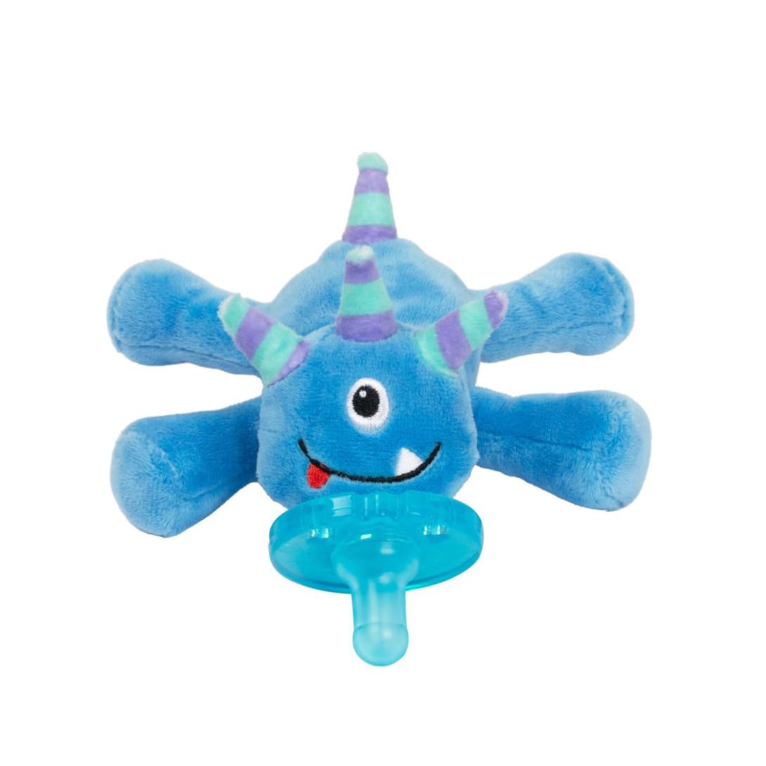 WubbaNub Infant Pacifier with Plush Stuffed Animal - Soothing Baby Pacifier for Newborns & Infants (Blue Monster) - Perfect for Sleep, Travel & Comfort