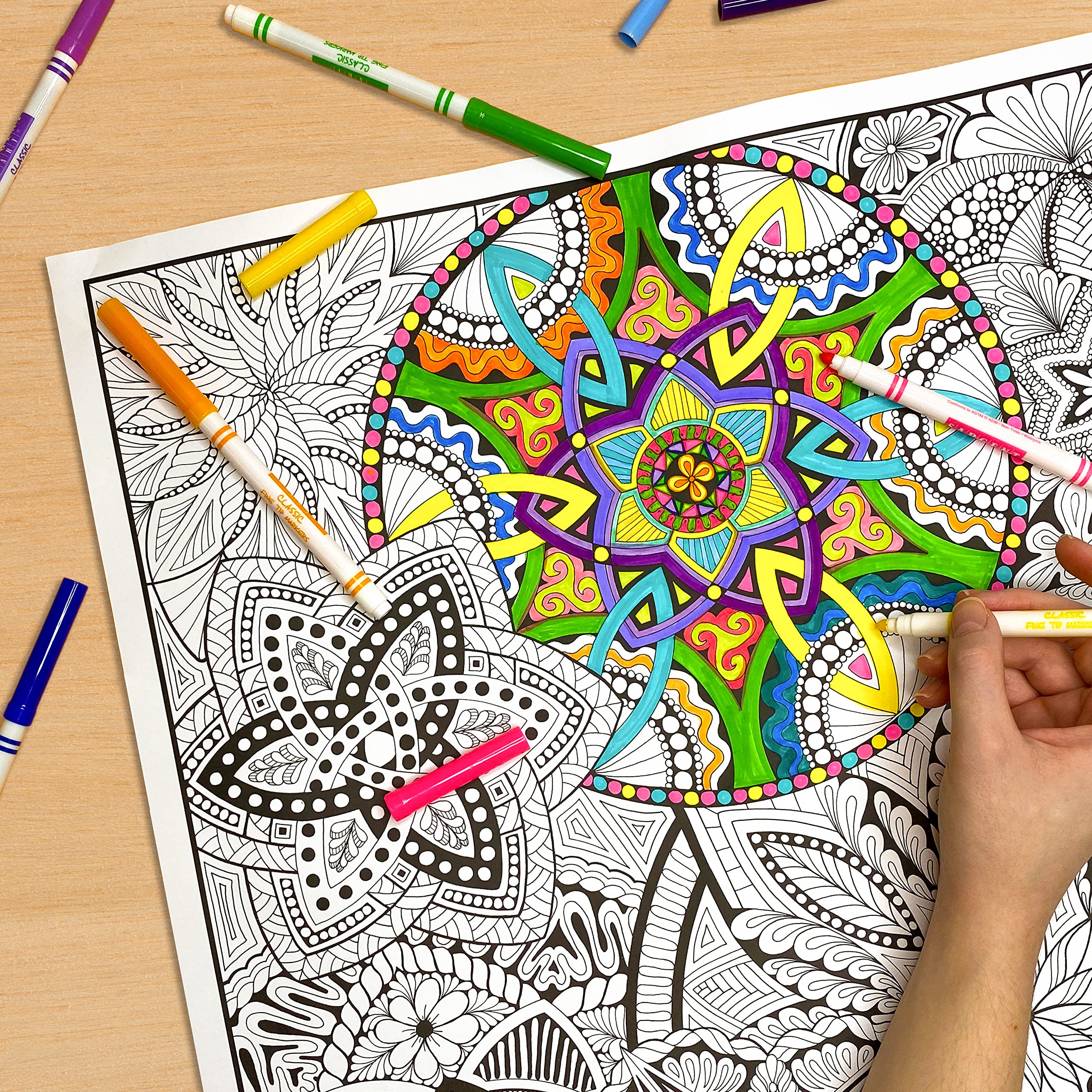 Stuff2Color Giant Mandala Coloring Poster for Kids & Adults - 1 Pack, Stress Relief & Creativity, Perfect for Family Time, Schools, Group Activities & Art Therapy