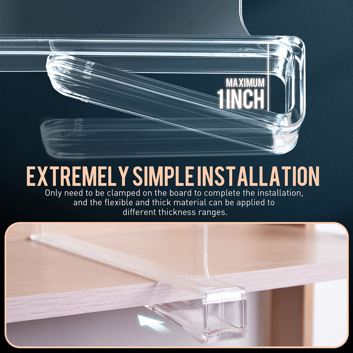 Clear Acrylic Shelf Dividers for Closet Organization - 4 Pack Fits 0.4-1 Inch Shelves | Wooden Shelf Organizers & Storage Solutions | Perfect for Pantry, Bathroom, and Wardrobe Closet Organization