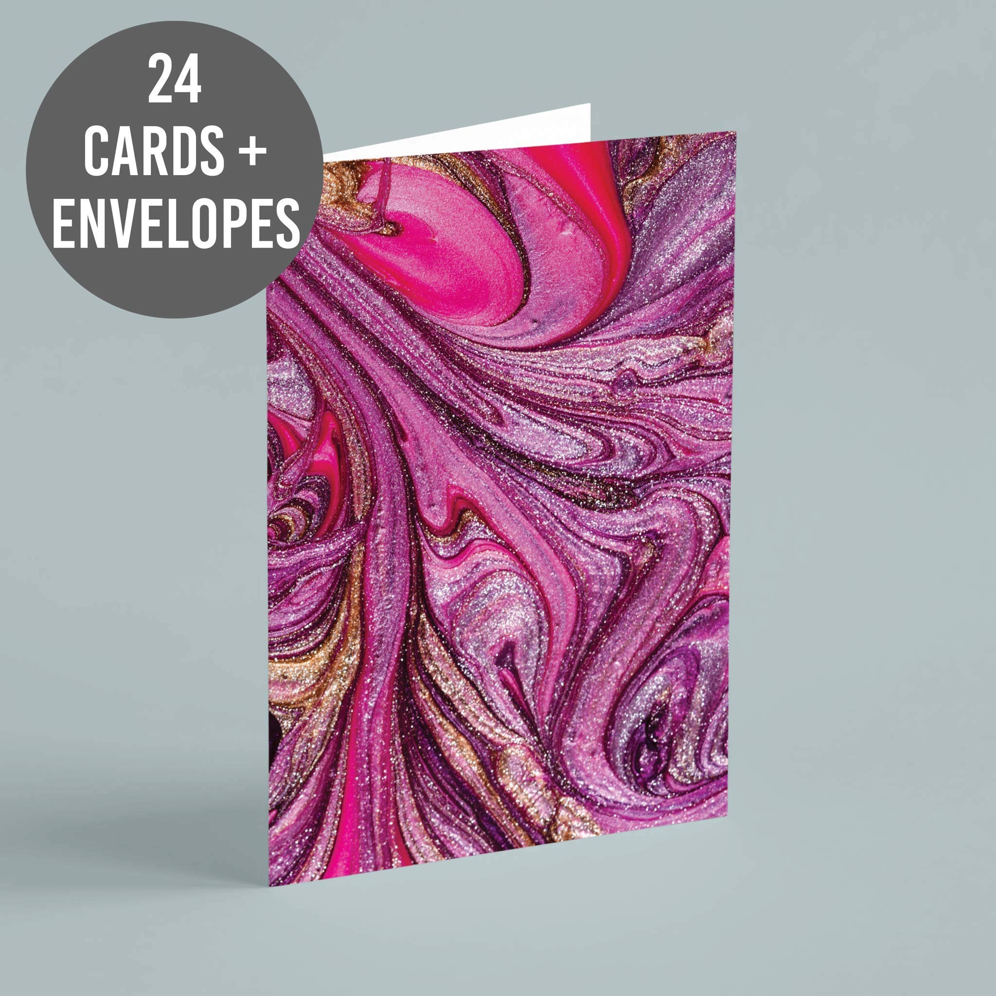 24-Pack All Occasion Blank Greeting Cards with White Envelopes - Birthday, Thank You, Just Because Cards - Pink Glitter Design for Parties, Weddings & Special Events