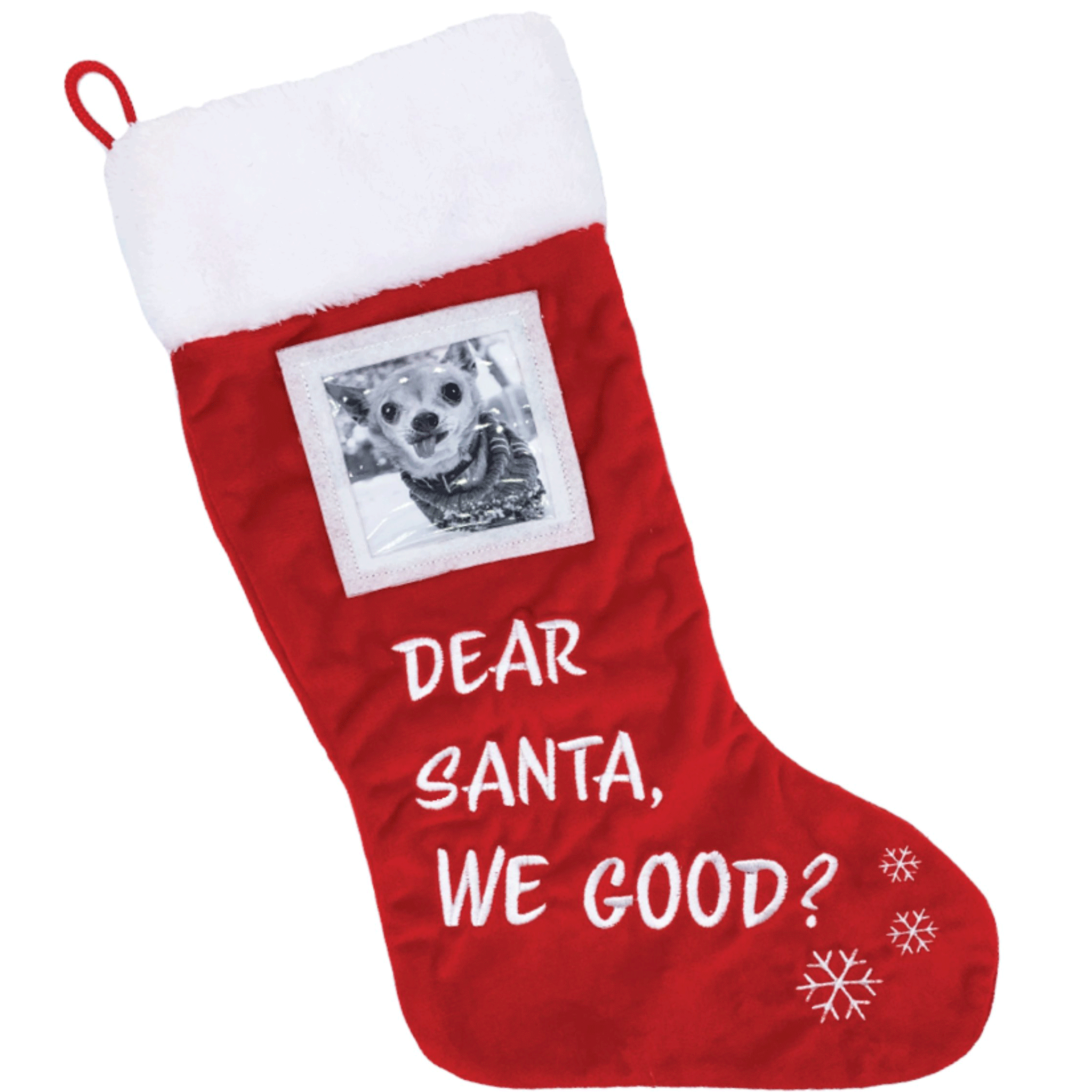 Lulubelles Dear Santa Stocking - Red & White Christmas Gift for Dogs - Perfect for Holiday Pet Photos & Festive Decor