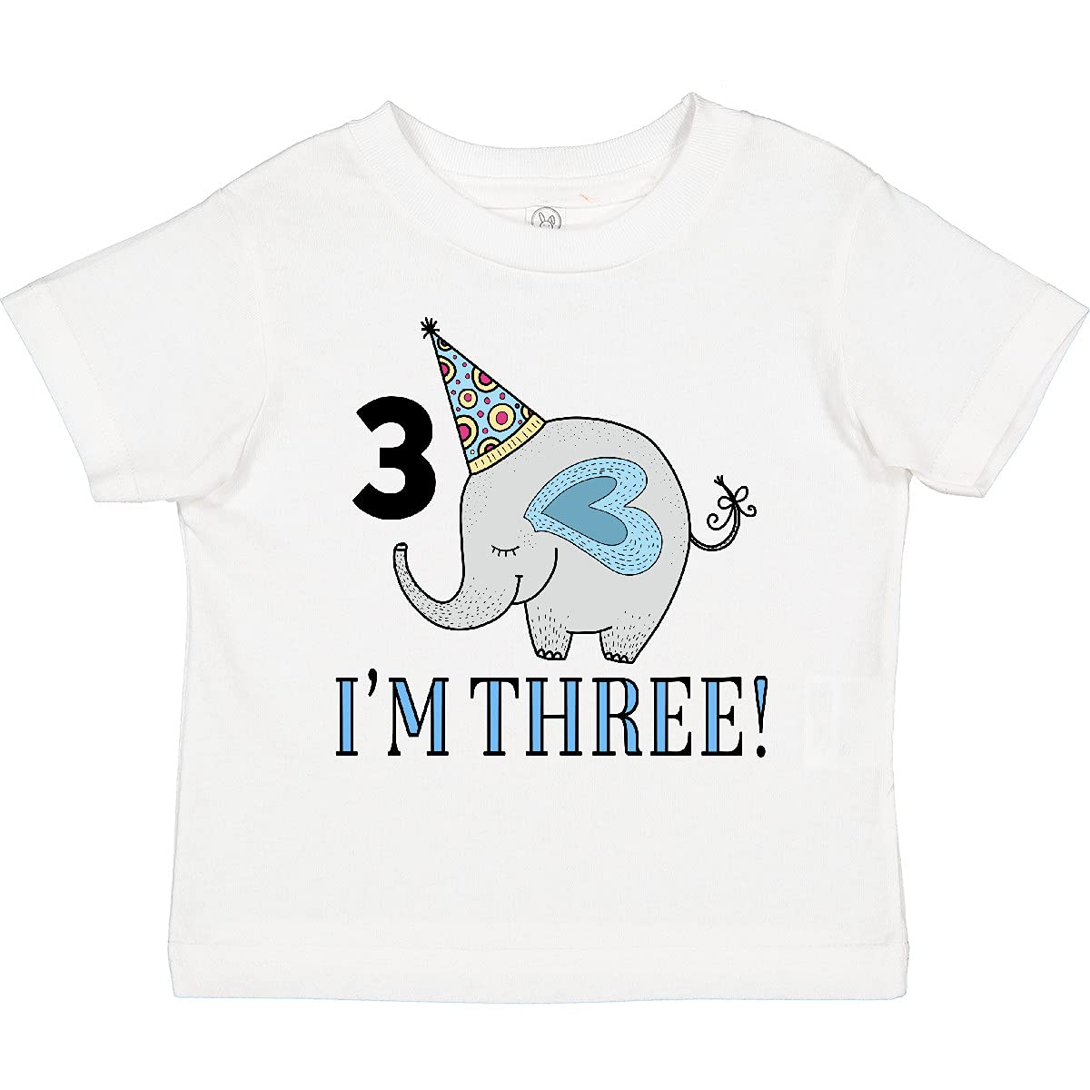 Inktastic 3rd Birthday Elephant Toddler T-Shirt - Cute 3 Year Old Boy Girl Birthday Outfit for Party, Photo Shoot & Special Occasions