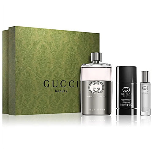 Gucci Men's 3-Piece Luxury Cologne Gift Set - Eau de Toilette, After Shave & Body Wash - Perfect for Birthday, Anniversary & Valentine's Day Gifts