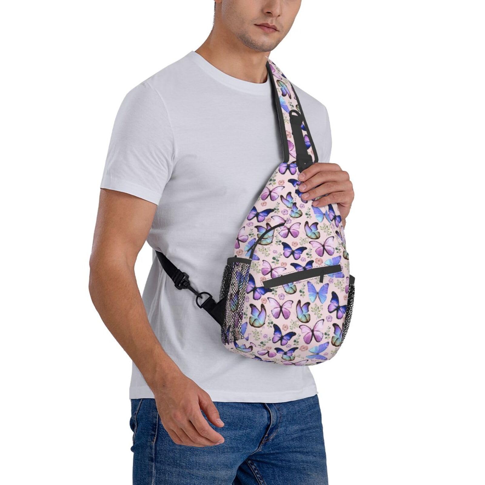 Butterfly Sling Bag Crossbody Backpack for Women & Men - Lightweight Travel Hiking Shoulder Chest Bag, Unisex Daypack for Outdoor Activities, Commuting and Daily Use