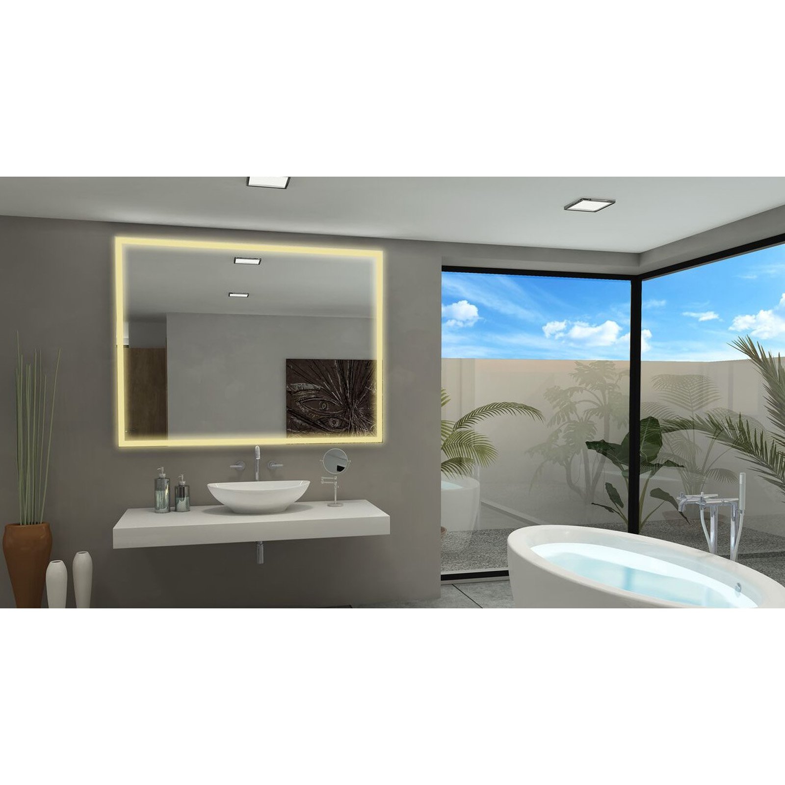 IBMIRROR Paris Mirror - Dimmable LED Vanity Mirror with Galaxy Lighting Effect, Rectangle Makeup Mirror for Bedroom & Bathroom | Perfect for Makeup, Skincare, and Selfie Lighting