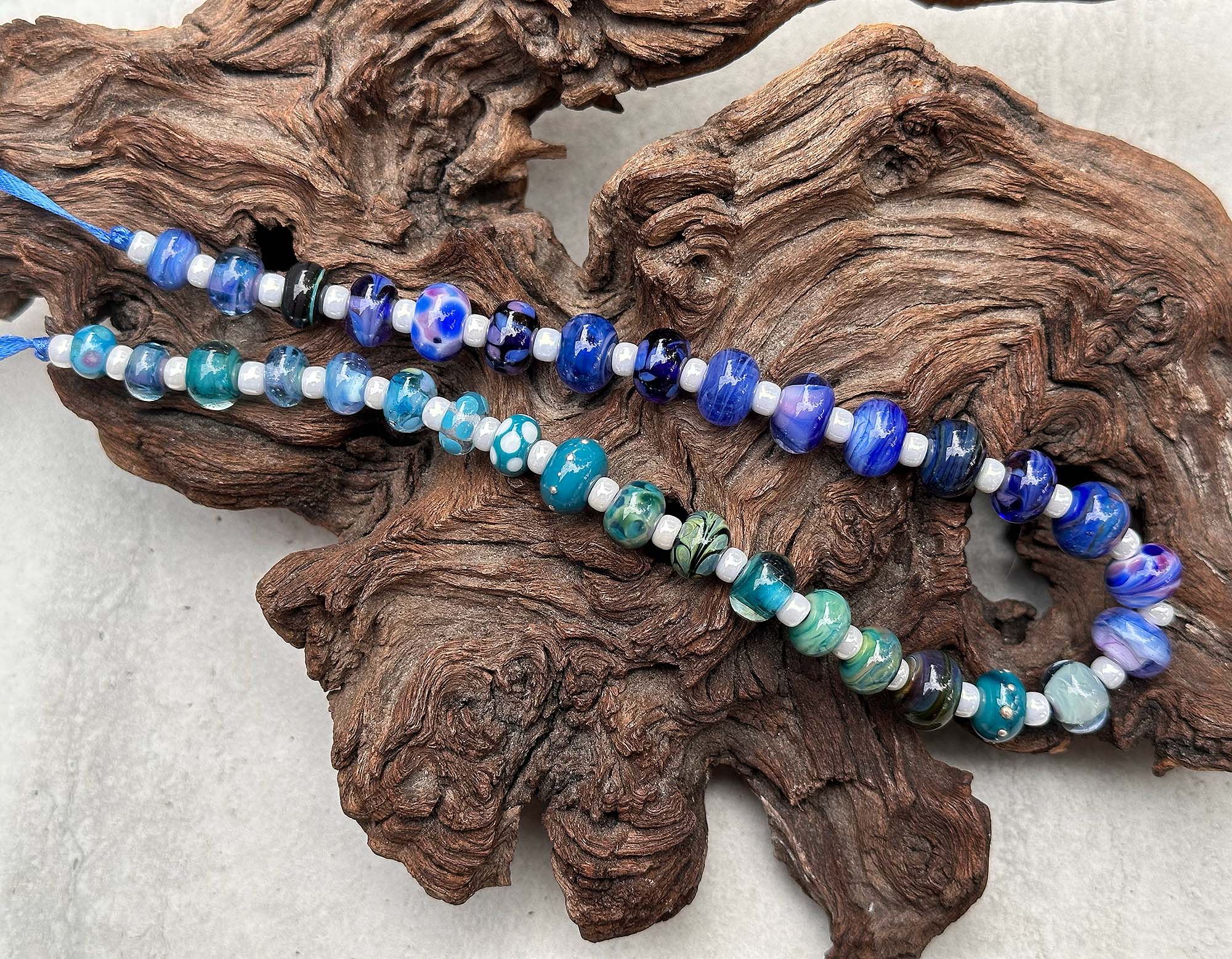 33 Mini Blue Orphan Mix Lampwork Glass Beads Set for Jewelry Making - DIY Bracelets, Necklaces, and Craft Projects (SRA)