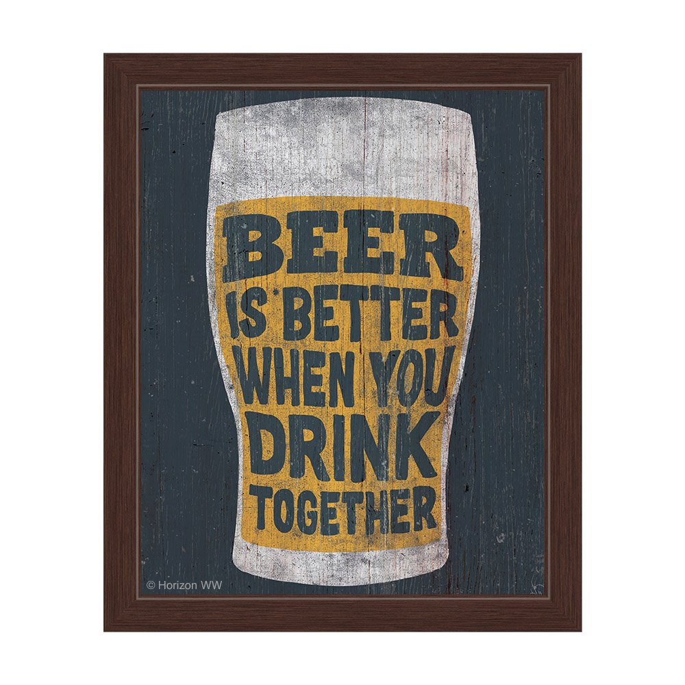 Beer is Better When You Drink Together - Funny Beer Quote Framed Canvas Wall Art Print (20x24 Inches) - Perfect for Man Cave, Bar Decor & Gift for Beer Lovers