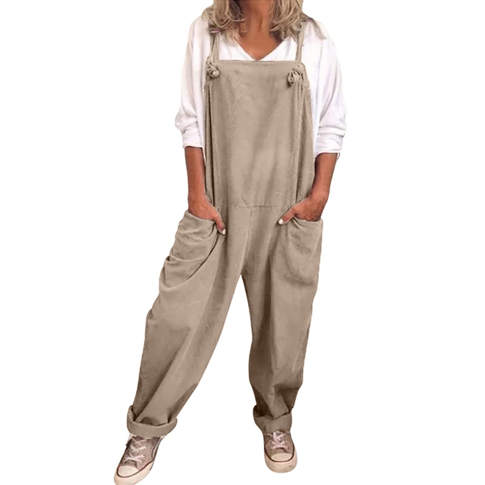 Cute Fiorino Women's Plus Size Casual Overalls - Loose Fit Denim Dungarees Romper & Baggy Playsuit for Work or Everyday Wear | Perfect for Gardening, DIY Projects, and Casual Outings