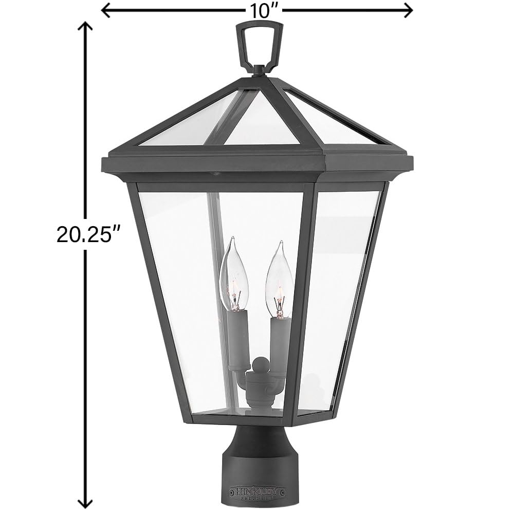 Hinkley Alford Place 2561MB Medium Post Top/Pier Mount Outdoor Lantern - Die Cast Aluminum Frame, Sealed Clear Glass - Museum Black Finish - Perfect for Porch, Patio, Garden & Entryway Lighting