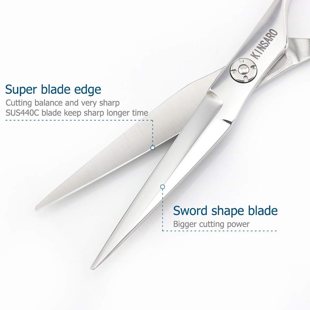 6 Inch Professional Hair Cutting Scissors & 5.75 Inch Hair Thinning Shears - Premium Barber Scissors for Salon & Home Hairdressing by Kinsaro - Perfect for Styling, Trimming & Texturizing Hair