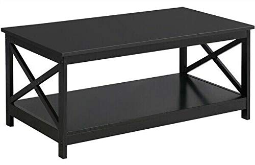 Modern Black Wood Coffee Table with Storage Shelf - Multi-Functional Living Room & Home Office Desk for Computer, Gaming, and Workspace (Includes Drawers & Corner Design) - Perfect for Small Spaces, Apartments, and Cozy Workstations