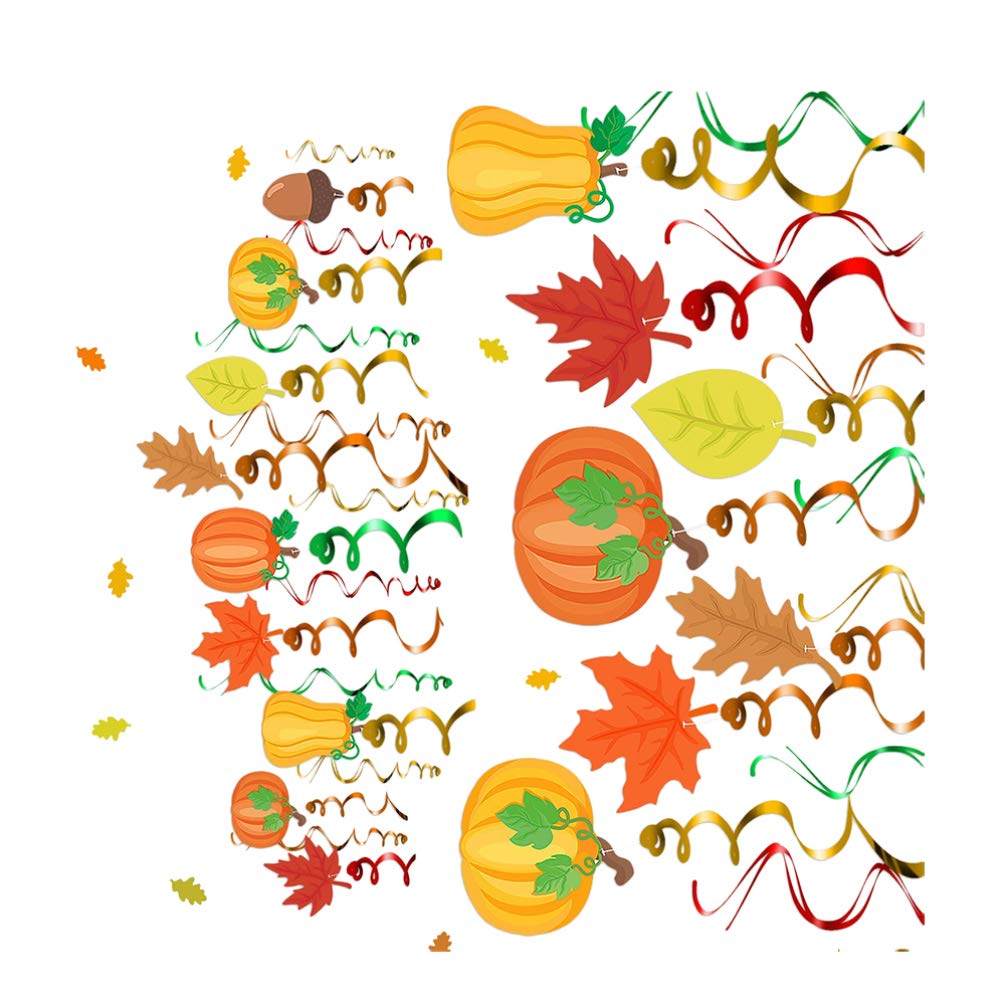 1 Set Fall Maple Swirl Party Decorations - Thanksgiving & Birthday Hanging Swirl Garland, Rotating Pumpkin Streamers for Party, Home, and Seasonal Decor