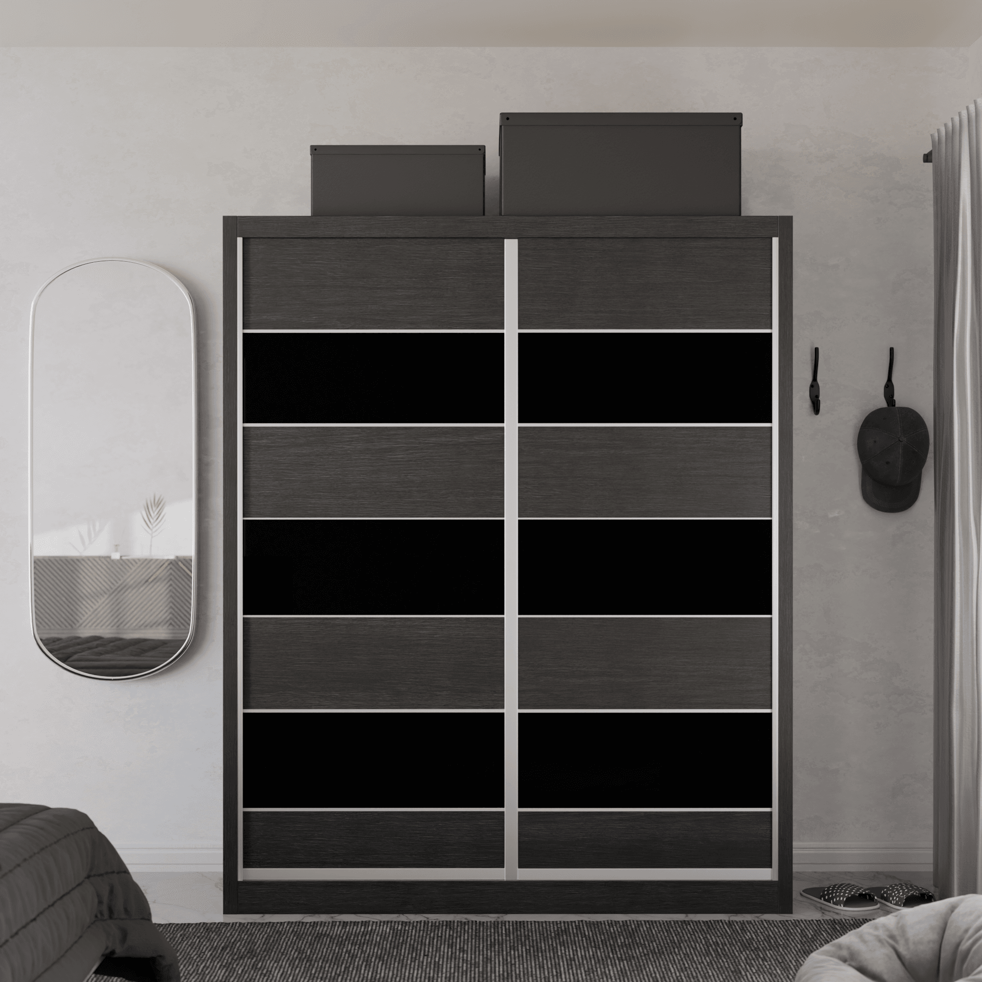 Modular Wardrobe W06 - Customizable Closet Organizer with Adjustable Shelves & Hanging Rod - Perfect for Bedroom, Closet & Small Space Storage Solutions