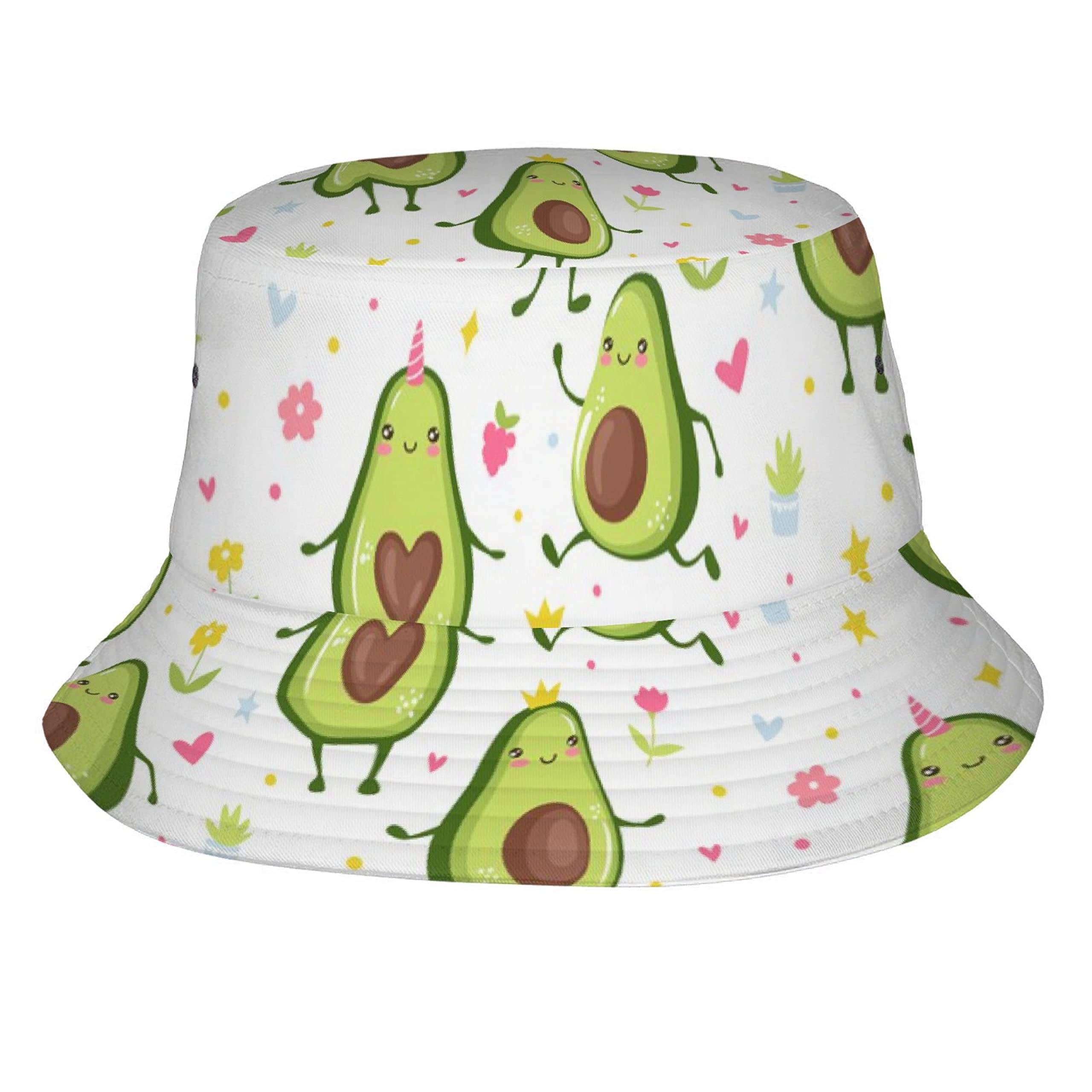 Stylish Cartoon Avocado Bucket Hat - UV Protection Summer Sun Hat for Women, Men & Teens - Unisex Outdoor Beach Hat for Fishing, Travel & Casual Wear