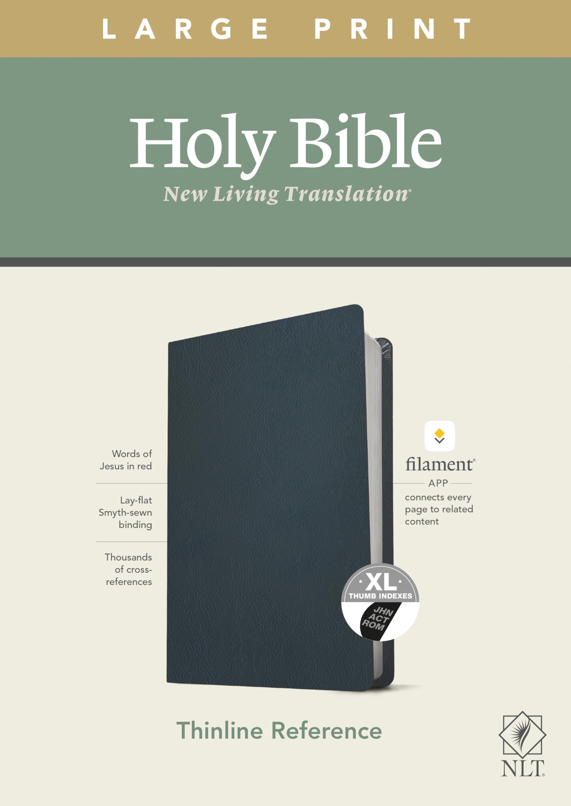 Large Print Thinline Bible - Genuine Leather Navy Blue for Devotion & Study