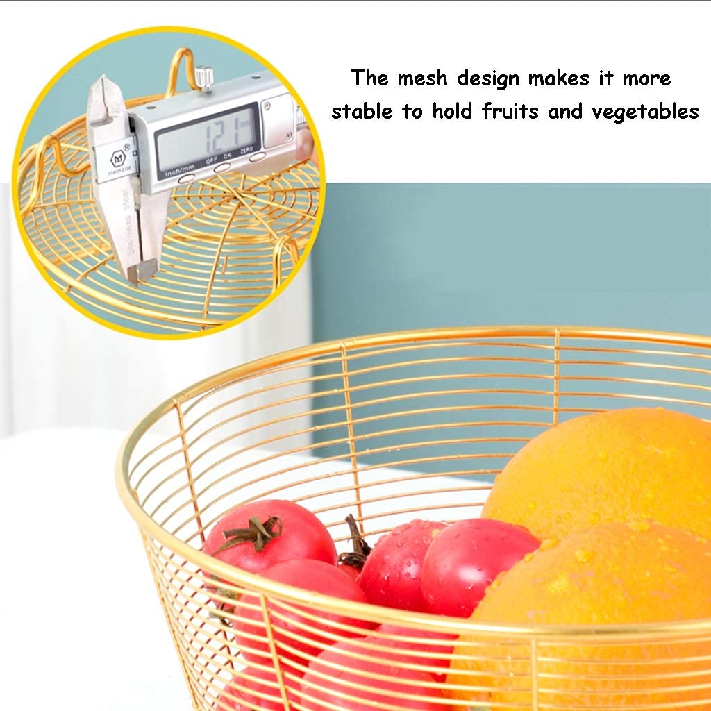 Stainless Steel Wire Fruit Drain Basket - Kitchen Countertop Fruit & Vegetable Holder, Bread & Snack Storage Organizer for Kitchen Counter, Dining Table, Living Room | Perfect for Fresh Produce Display, Party Serving & Home Organization