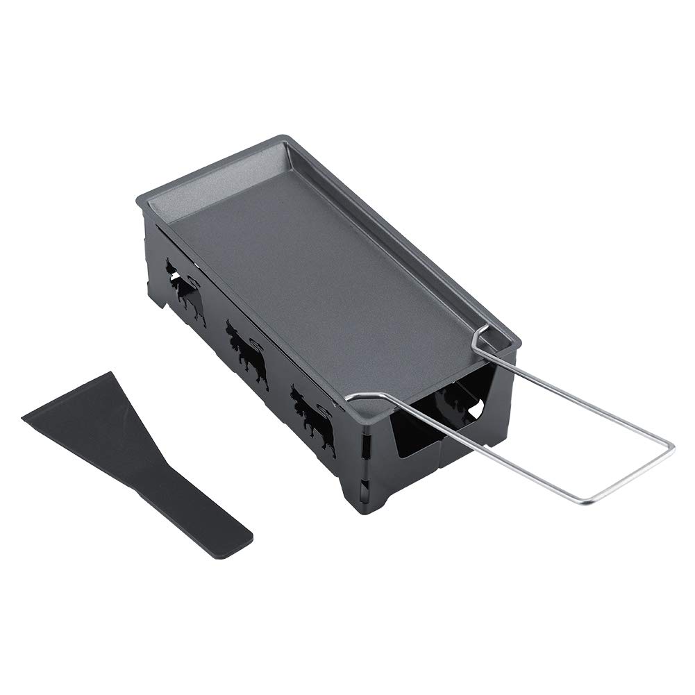 ViaGasaFamido Non-Stick Carbon Steel Grill Pan Set - Portable Folding Handle Bakeware for Stovetop, Camping & Kitchen Use - Perfect for Grilling, Melting Cheese & Candle Light Cooking