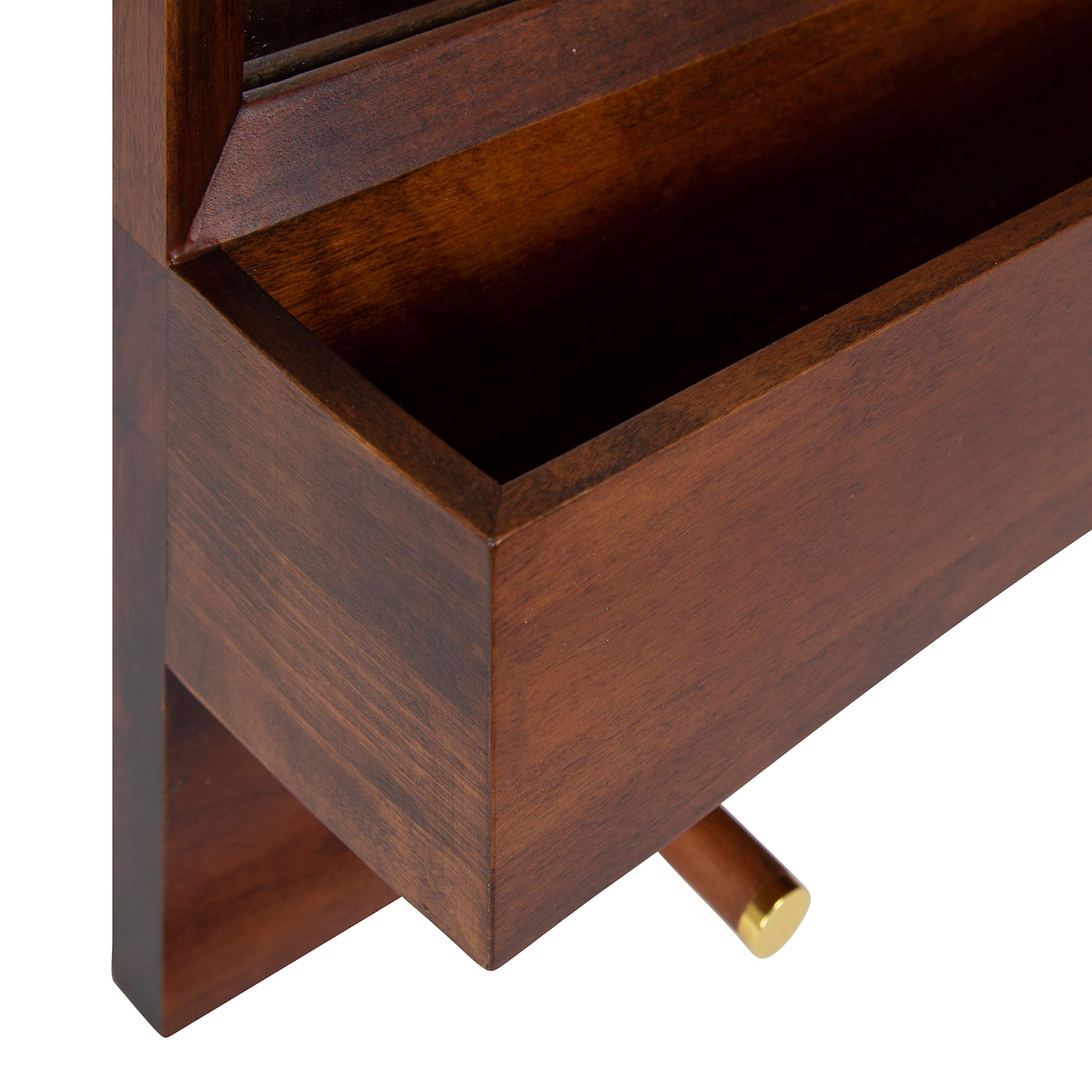 Kate and Laurel Hinter Mid-Century Framed Wall Mirror with Built-In Shelf - 24x24 Inches, Walnut Brown - Perfect for Entryway Organization, Mail & Key Holder, Wall Decor for Living Room, Bedroom, or Hallway
