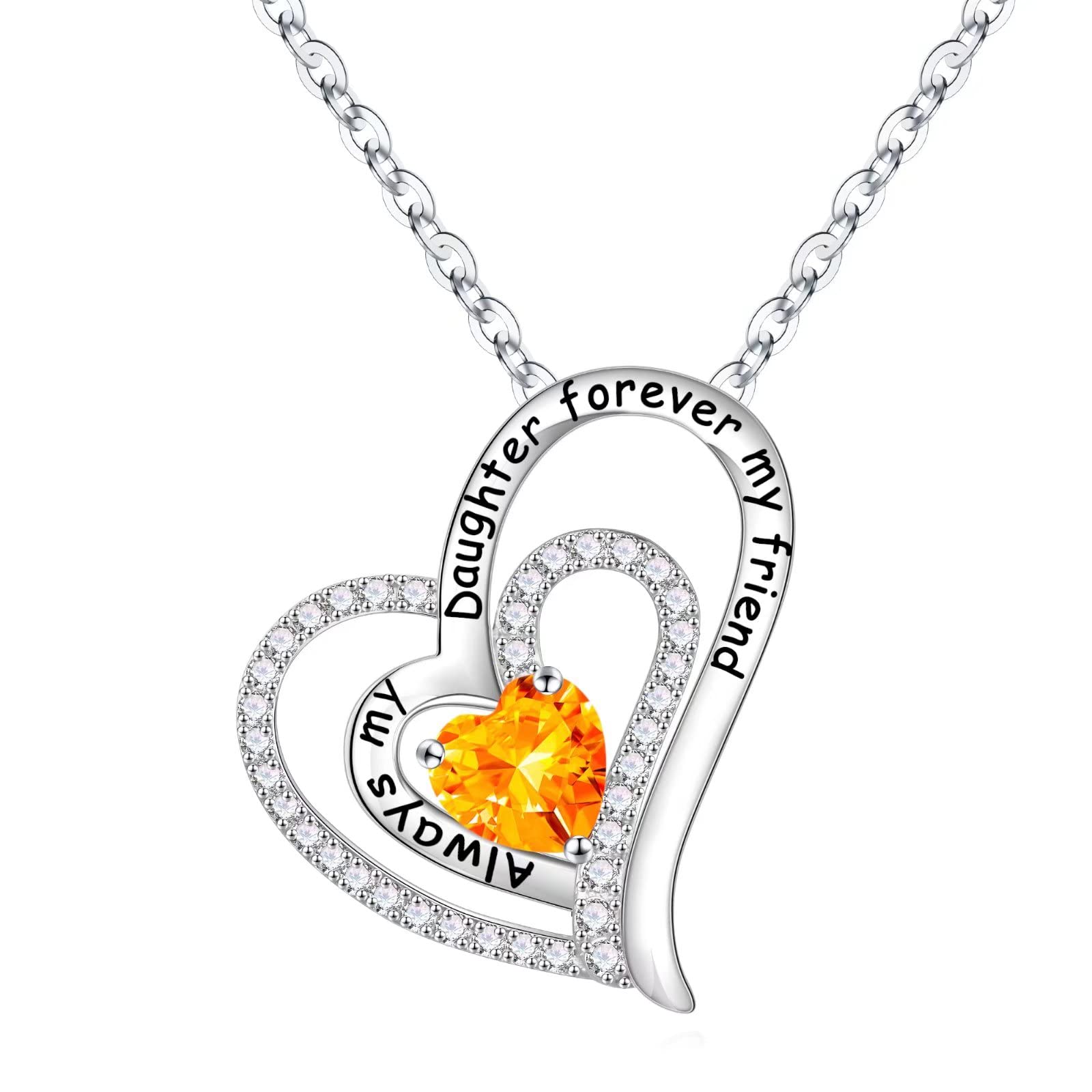 Birthstone Necklace for Women - Sterling Silver Heart Pendant Jewelry Gift for Mom, Wife, Girlfriend, Daughter | Personalized Birthday, Mother's Day & Anniversary Present | Perfect for Everyday Wear & Special Occasions