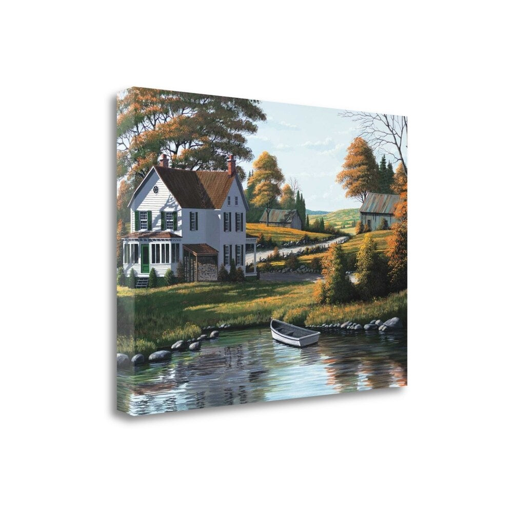 Along The Riverbank By Bill Saunders - Premium Fine Art Giclee Print on Gallery Wrap Canvas, Ready to Hang Wall Decor - Perfect for Living Room, Bedroom & Office Artwork