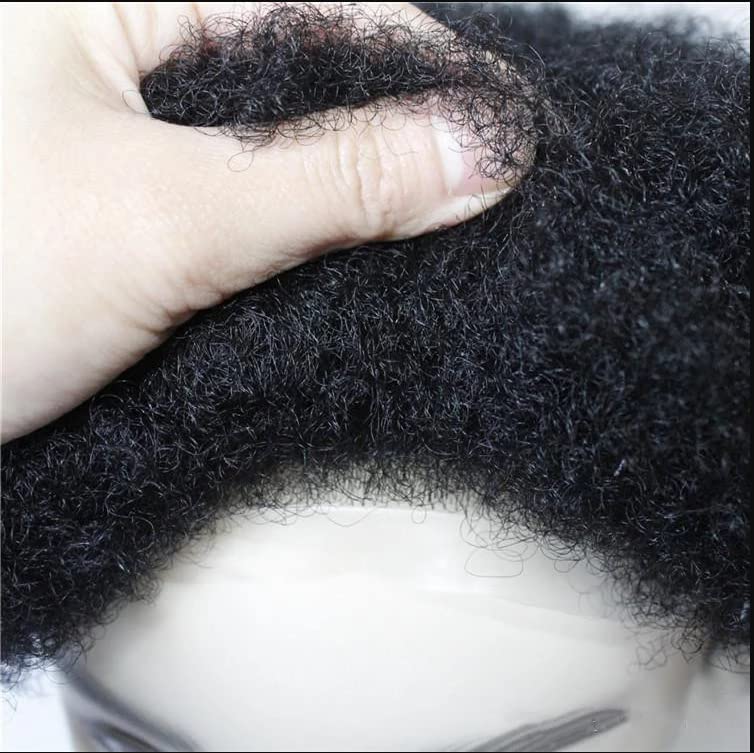 Premium 8×10 Inches Human Hair Toupee for Black Men - Afro Curl French Lace Hairpiece Replacement System (Off Black 1B) | Natural-Looking Hair Solution for Daily Wear & Special Occasions