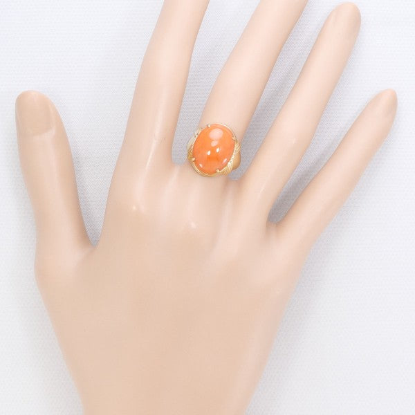18K Yellow Gold Coral Ring for Women - Elegant Handmade Jewelry Gift for Birthday, Anniversary & Valentine's Day - Perfect for Beach Weddings & Summer Fashion Accessories