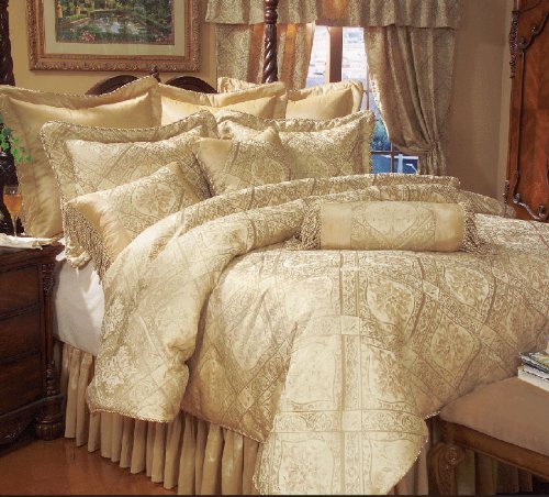 Luxury 9-Piece King Size Gold Imperial Comforter Set - Premium Bedding Collection for Master Bedroom & Guest Room Decor