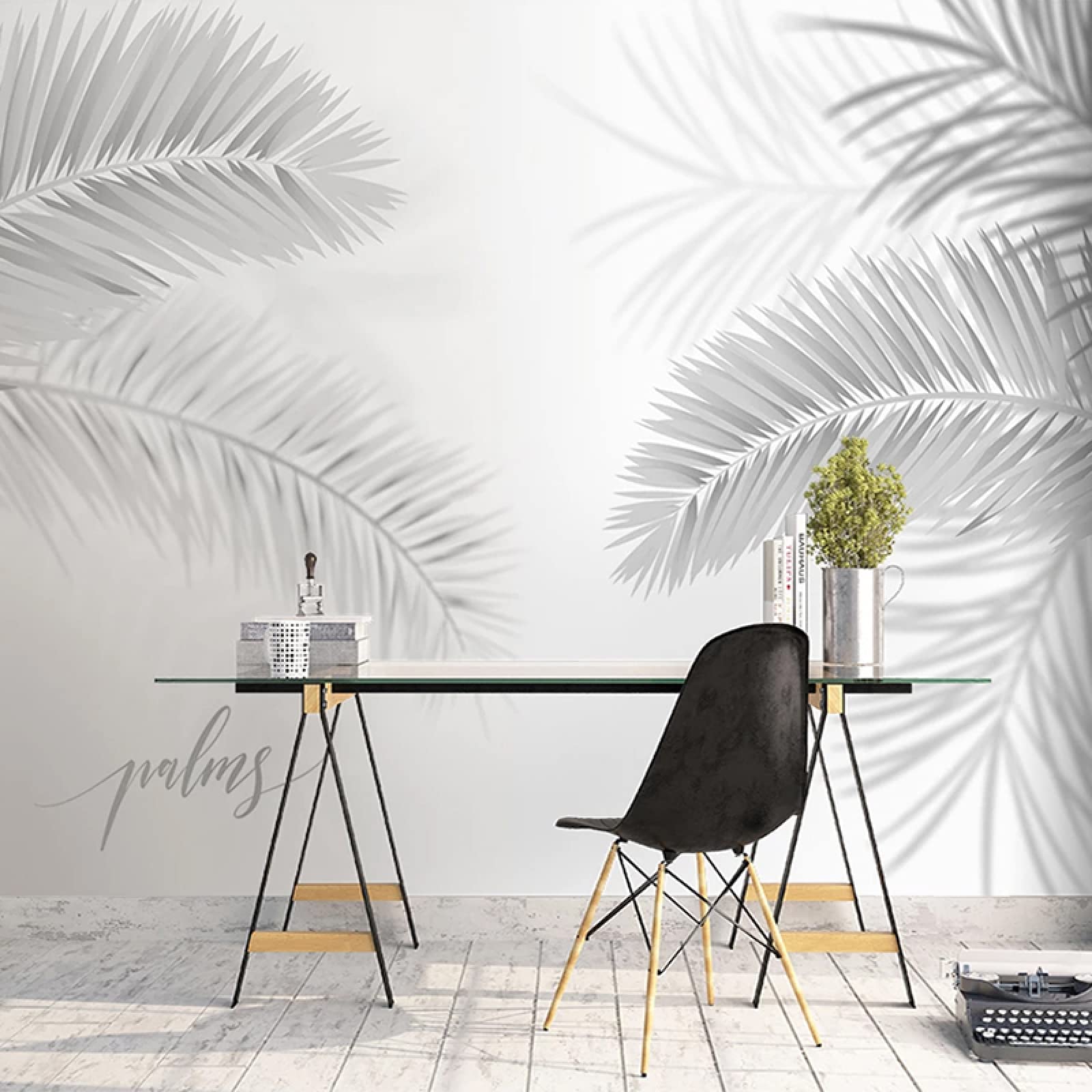 Peel and Stick Mural Wallpaper - Modern Leaf Design Wall Decal for Girls & Kids Bedroom, Nursery, Home Decor (195x139 Inch) - Perfect for DIY Room Makeover and Birthday Gifts