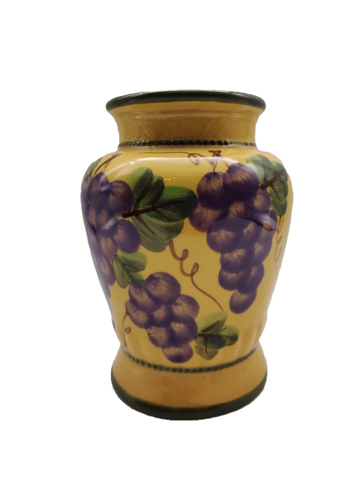 Hand Painted Ceramic Tuscany Grape Utensil Holder - Modern Kitchen Decor & Storage Organizer for Spoons, Forks & Cooking Tools - Perfect for Farmhouse, Rustic & Italian Style Kitchens
