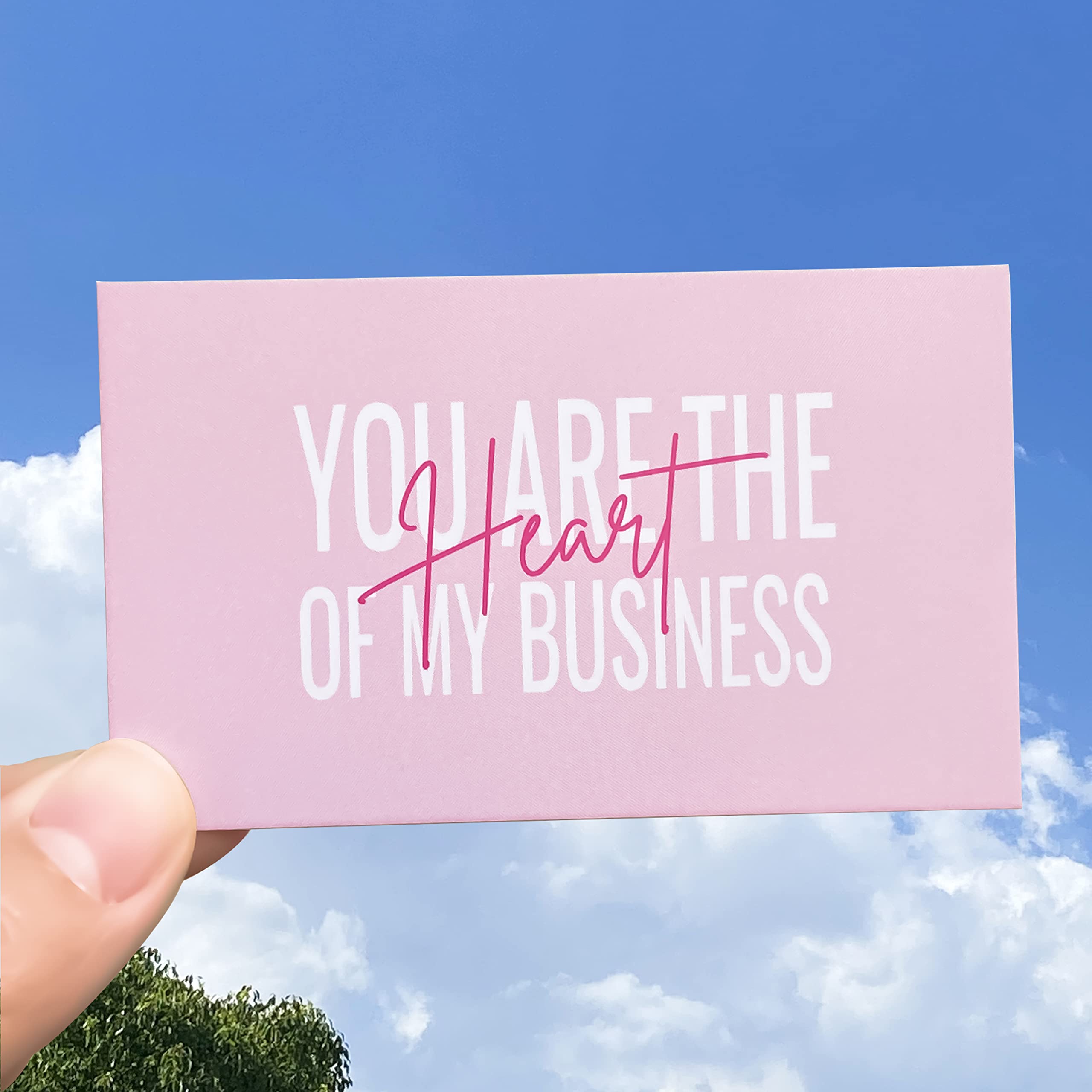 100 Pack Pink Thank You Cards for Business - Heart of My Business Appreciation Cards with Package Inserts | Perfect for Online Stores, Etsy Sellers & Small Business Customer Gifts