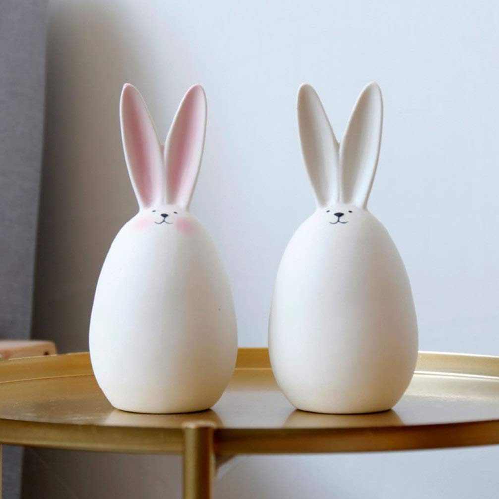 BESPORTBLE Pink Ceramic Bunny Figurine - Handcrafted Porcelain Easter Rabbit Statue, Collectible Home Decor Sculpture for Easter, Desktop, Office & Shelf Display - Perfect for Spring Decorations, Gift Giving & Holiday Table Centerpieces