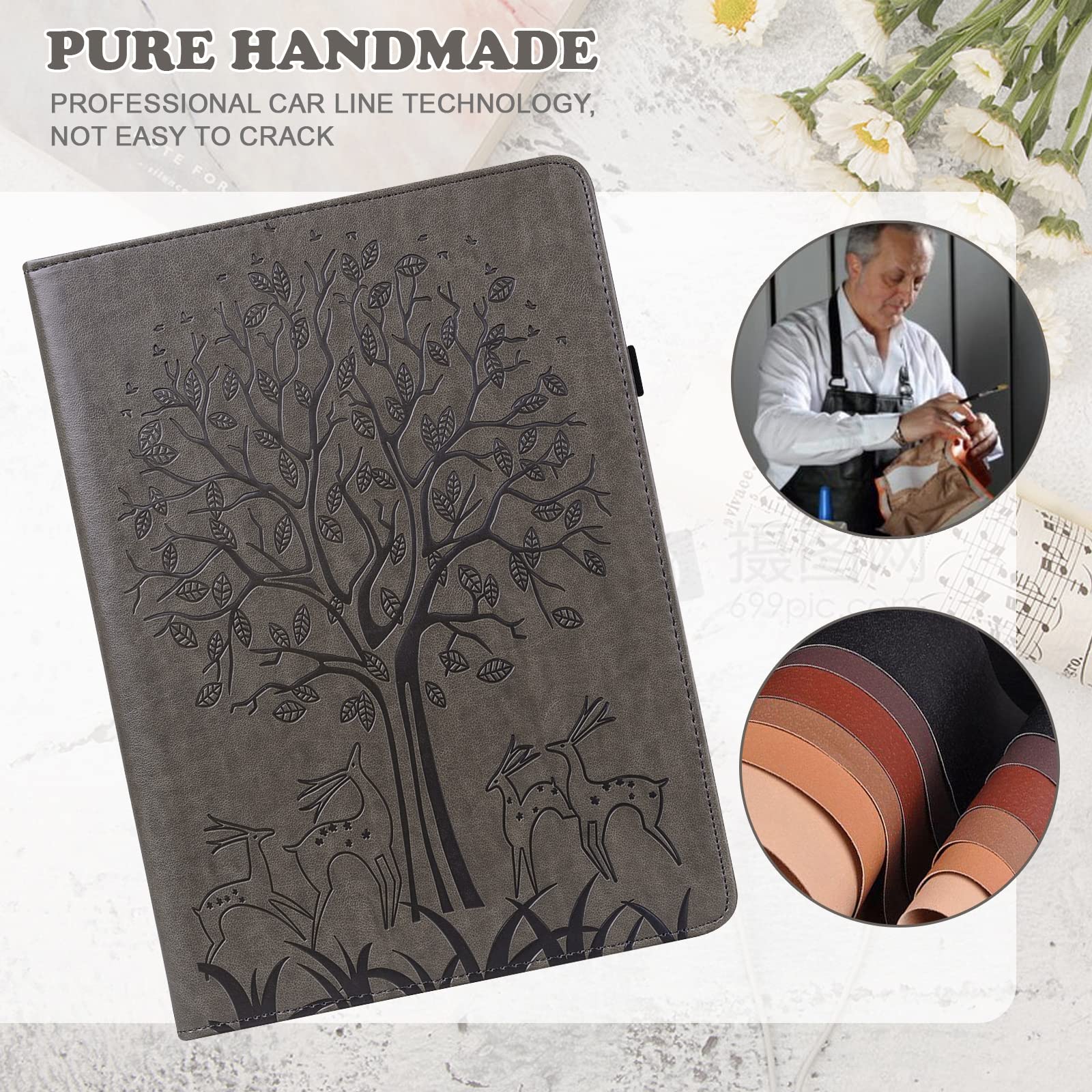 Lenovo Tab M9 Leather Tablet Case with Tree & Deer Embossed Design - Perfect for Home, Office, and Travel Use