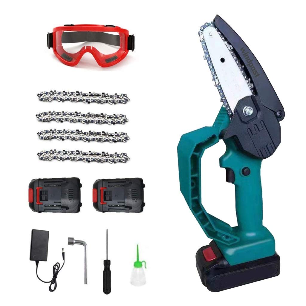 **Mini Electric Chainsaw Set - Cordless Battery-Powered Chainsaw with Pruning Shears - Portable & Lightweight for Tree Trimming, Wood Cutting, and Garden Maintenance (Black/Blue Options)**