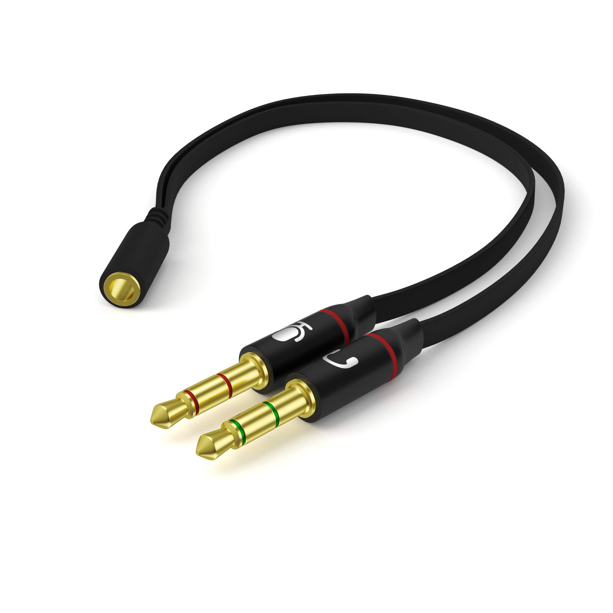 D & K Exclusives 3.5mm Female to Dual 3.5mm Male Audio Y Splitter Cable - Headphone Mic Splitter for PC, Laptop, Smartphone - Perfect for Gaming, Online Meetings & Music Sharing