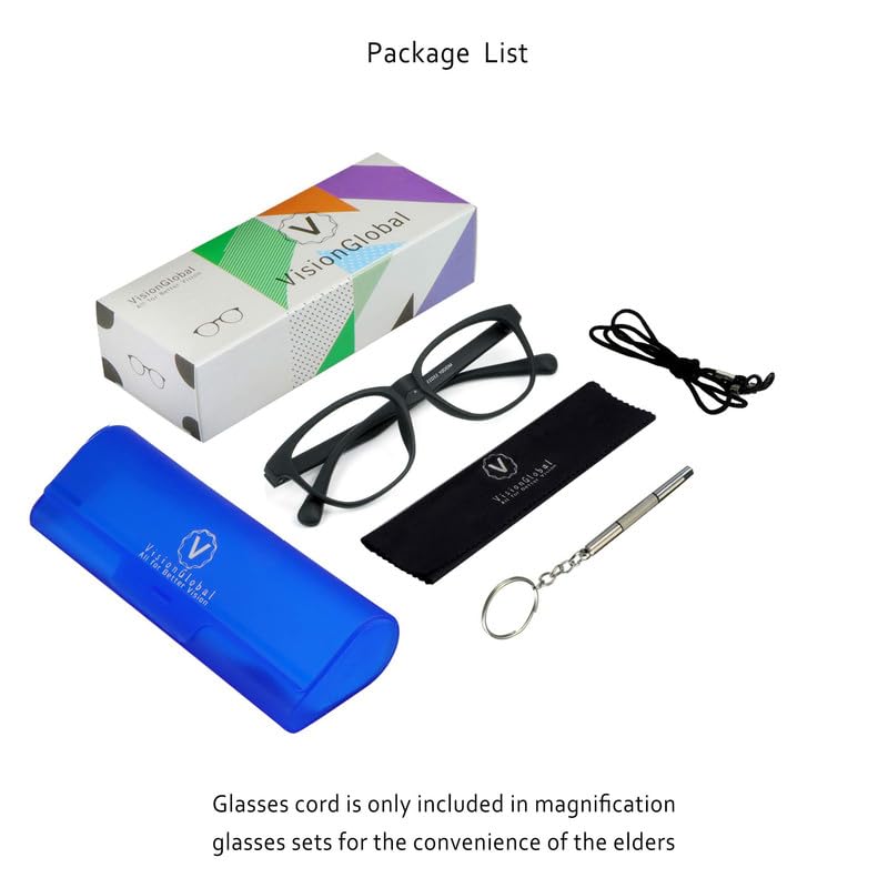 VisionGlobal Blue Light Blocking Glasses for Women & Men - Anti Eyestrain Computer Glasses with Stylish Oval Frame & Anti Glare Coating - Perfect for Office Work, Gaming & Digital Screen Use