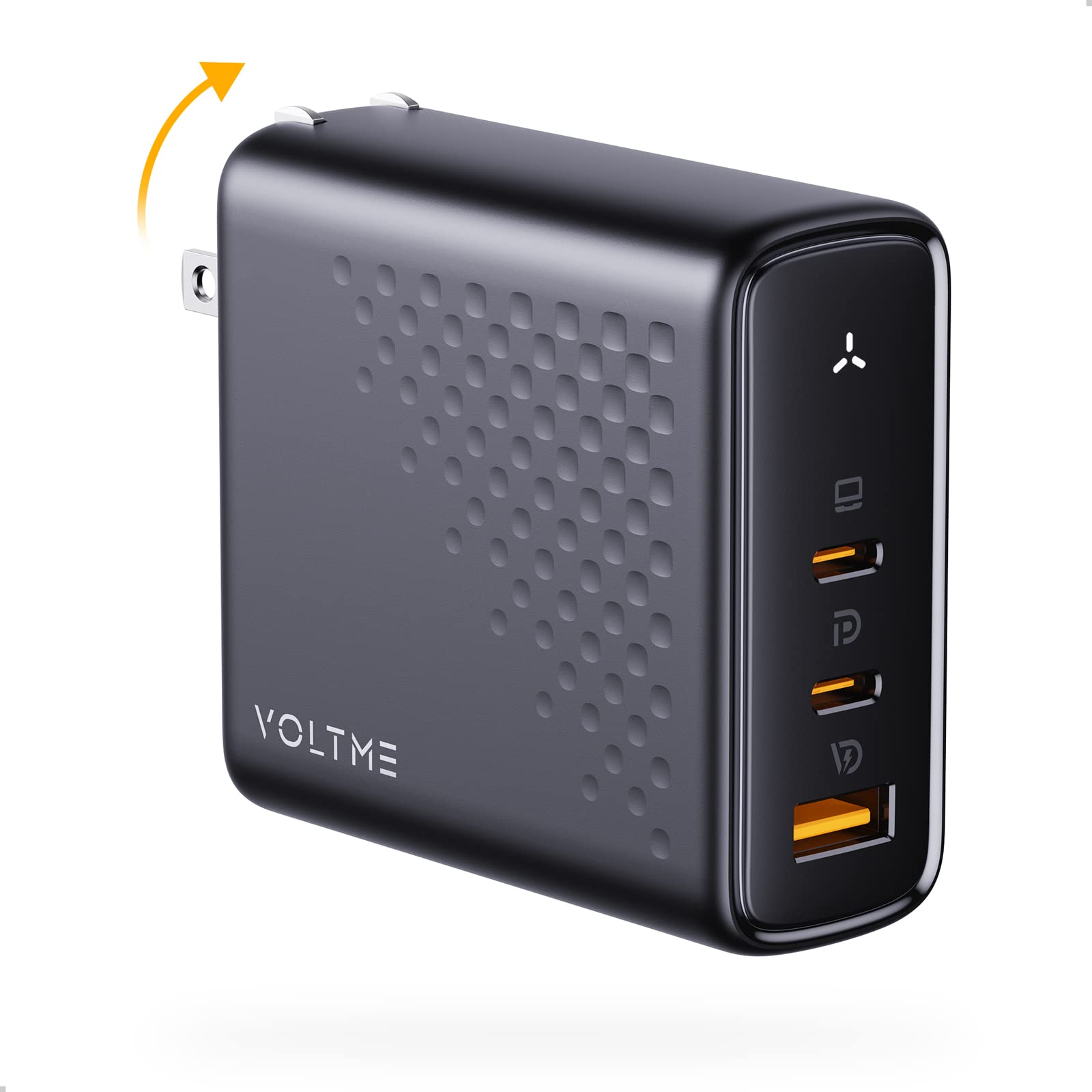 VOLTME 140W USB C GaN Fast Charger, 3-Port PD 3.1 Laptop Charger Block for MacBook Pro 16