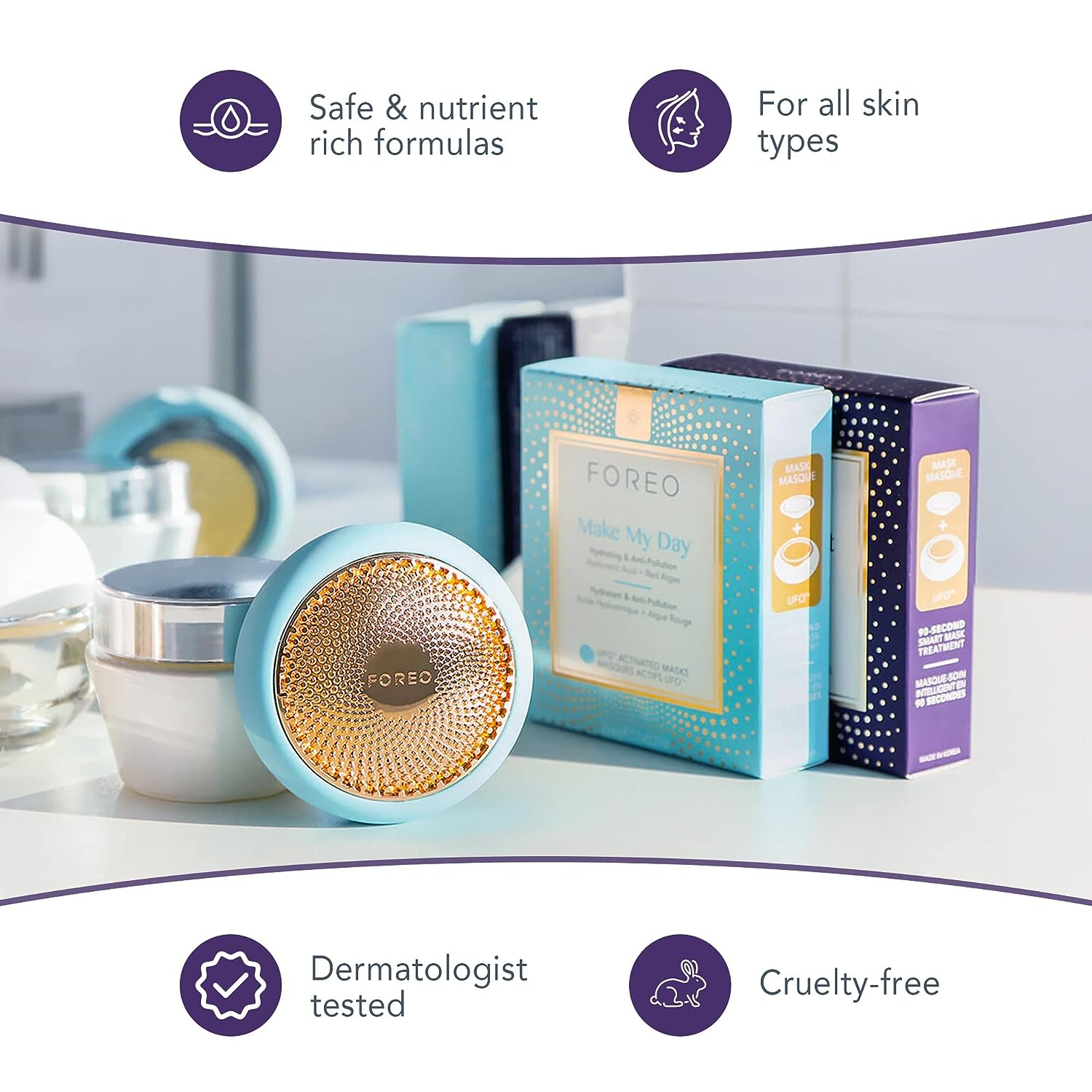 FOREO UFO Smart Facial Mask - Overnight Hydrating & Anti-Aging Treatment for Glowing Skin | Perfect for Nighttime Skincare Routine & Spa-Like Relaxation at Home