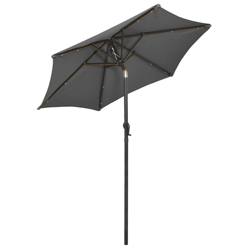 vidaXL LED Garden Parasol with Aluminum Frame - Patio Sunshade Canopy for Outdoor Dining, Poolside Lounging & Backyard Relaxation