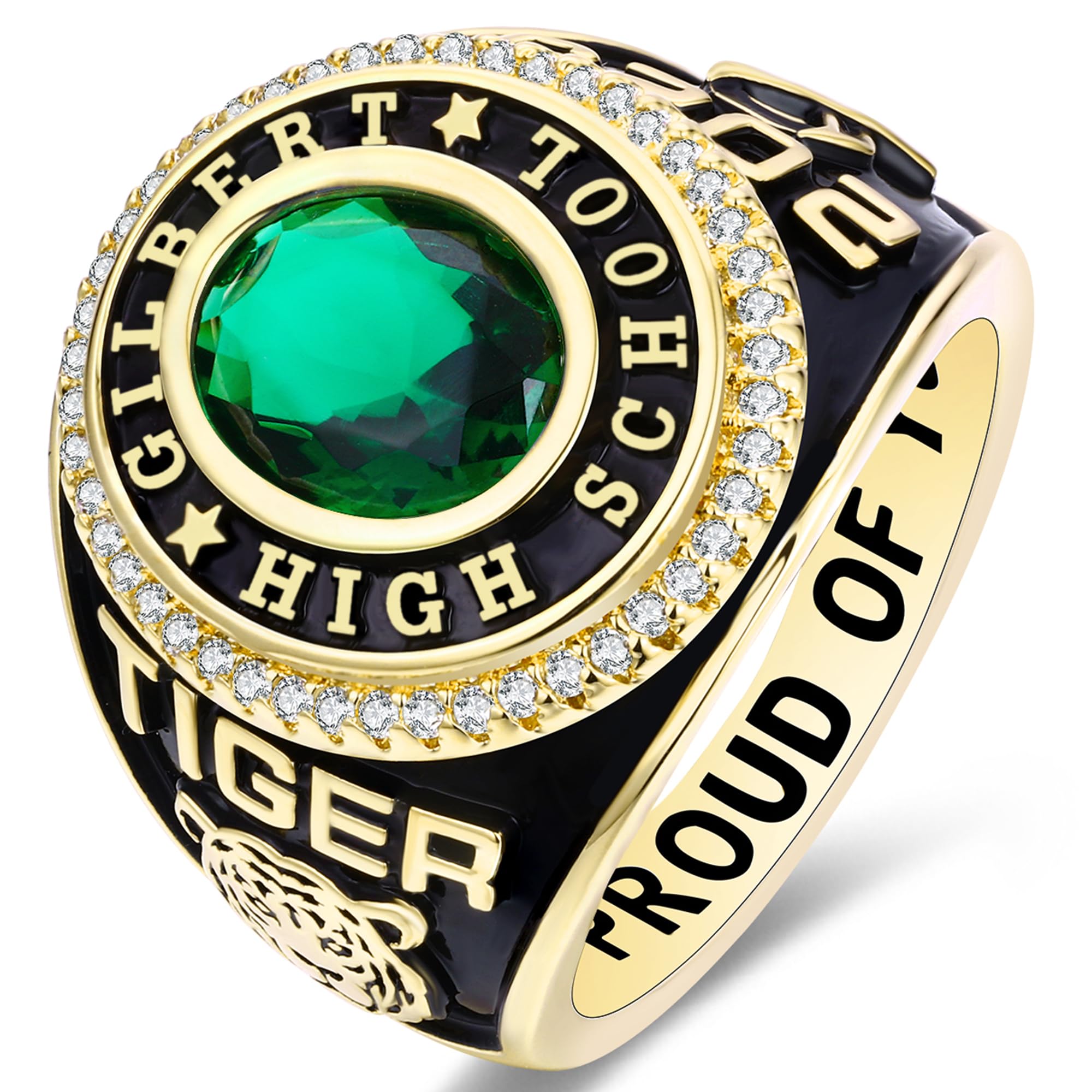 Custom Personalized Class Rings for Men & Women - Gold Plated & Sterling Silver High School & College Rings (Size 5-15) - Perfect for Graduation Gifts, Alumni Pride & Special Occasions